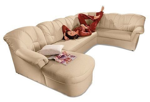 DOMO collection Wohnlandschaft »Papenburg, zeitlose Rückensteppung, elegante Formensprache, U-Form«, in großer Farbvielfalt, wahlweise mit Bettfunktion