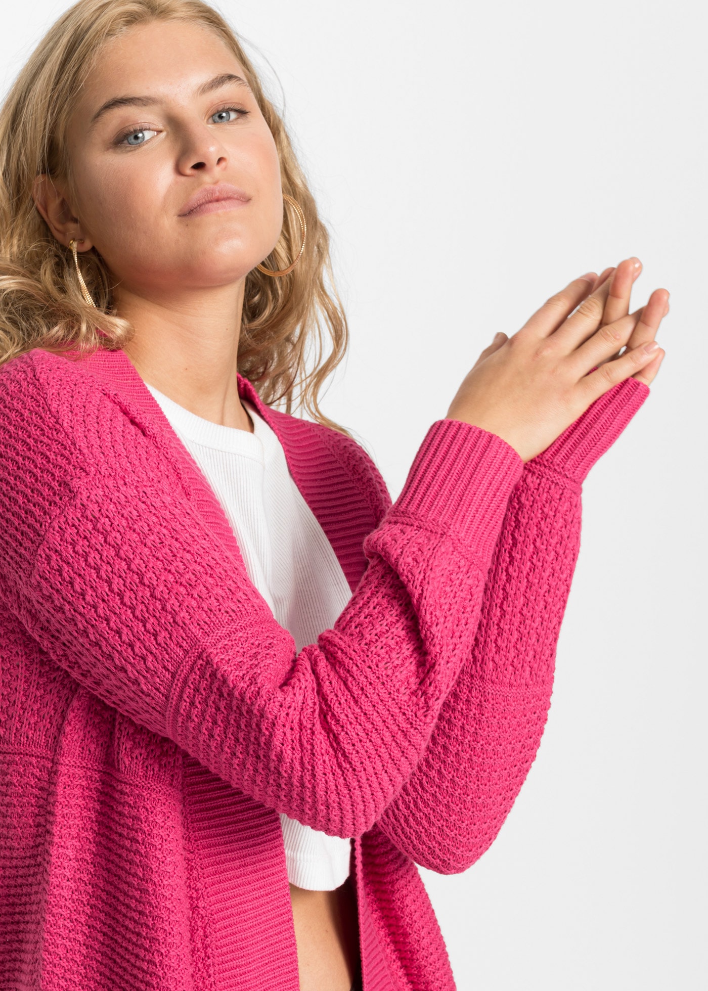 bonprix Longstrickjacke »Longstrickjacke« lockere Passform, mit Strickmuster, casual Stil