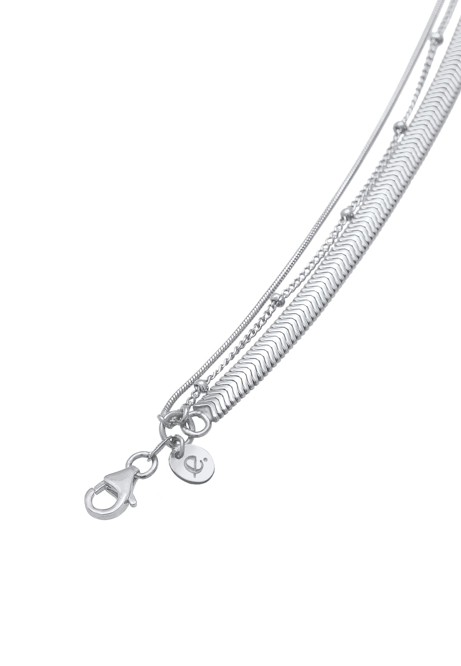 Elli Premium Silberkette »Halskette Halskette Layer 3-reihig Flach Rund Kugelkette 925 Sterling Silber«