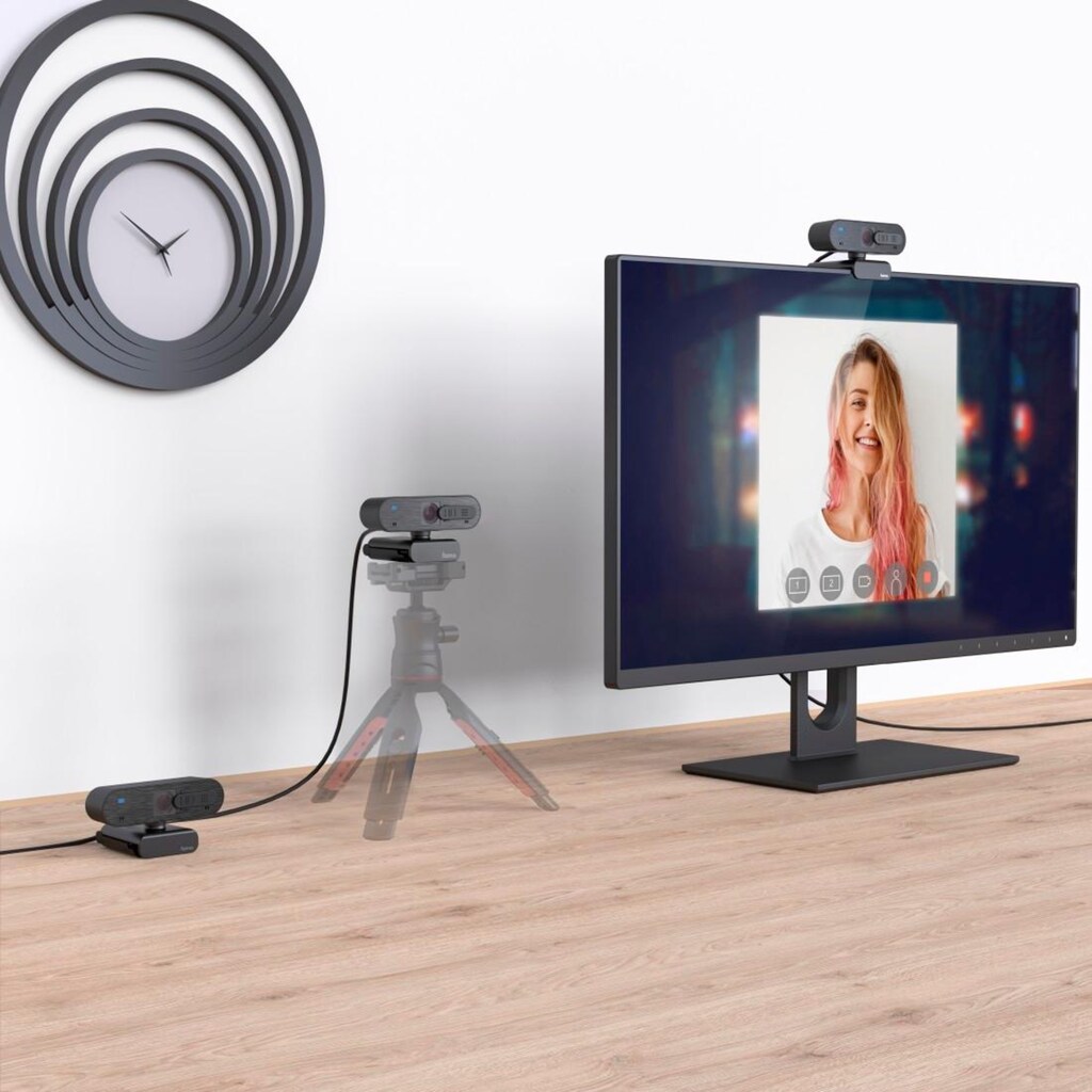 Hama Full HD-Webcam »PC Webcam für Laptop PC, Streaming, Chatten mit Mikrofon, Windows Mac«, Full HD
