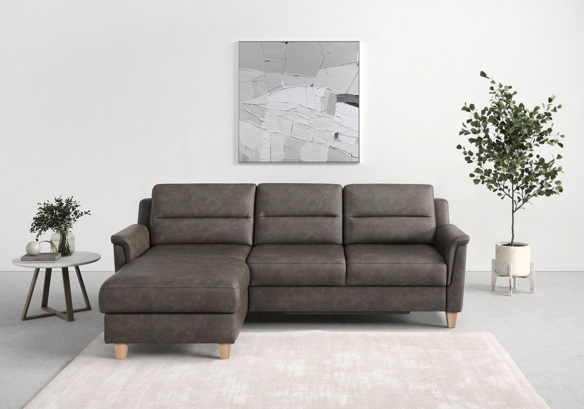 sit&more Ecksofa »Farö L-Form«, inklusive Federkern, wahlweise mit Bettfunktion und Bettkasten