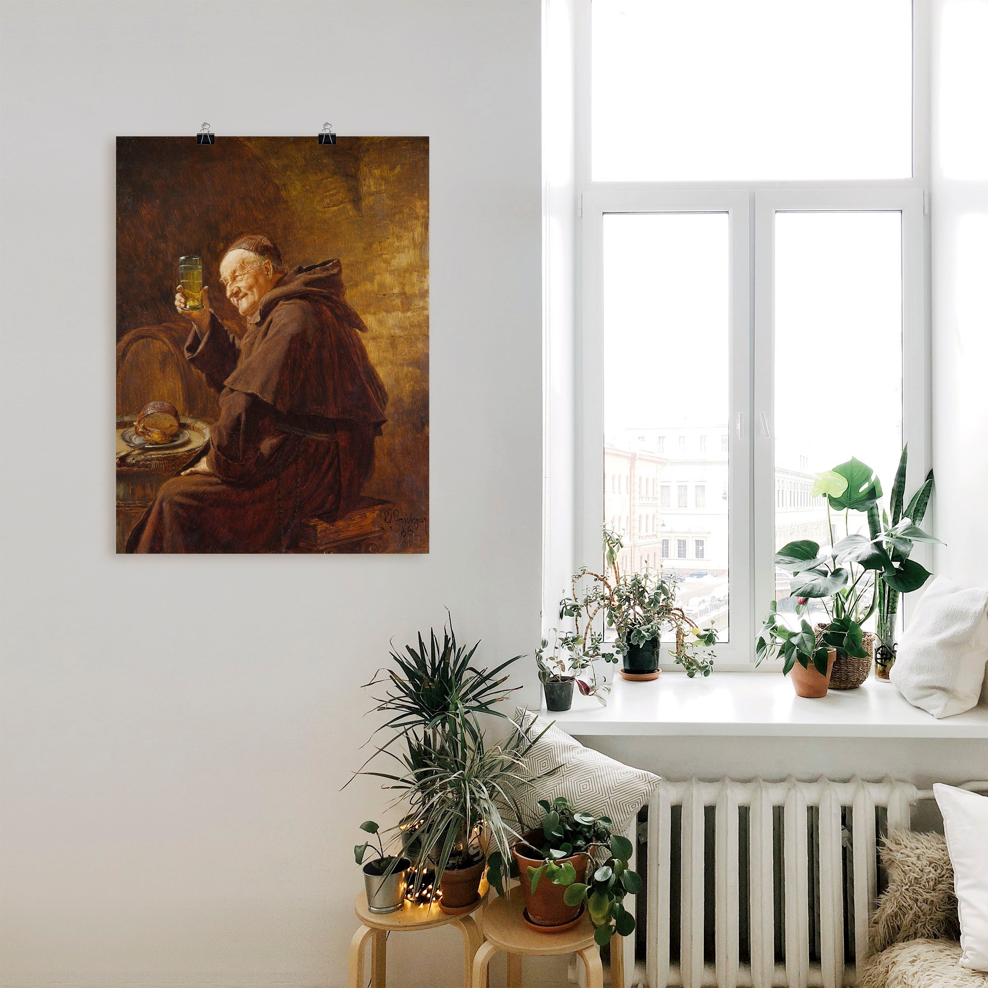 Artland Wandbild »Mönch bei der Weinprobe.«, Mann, (1 St.), als Leinwandbild, Poster in verschied. Größen