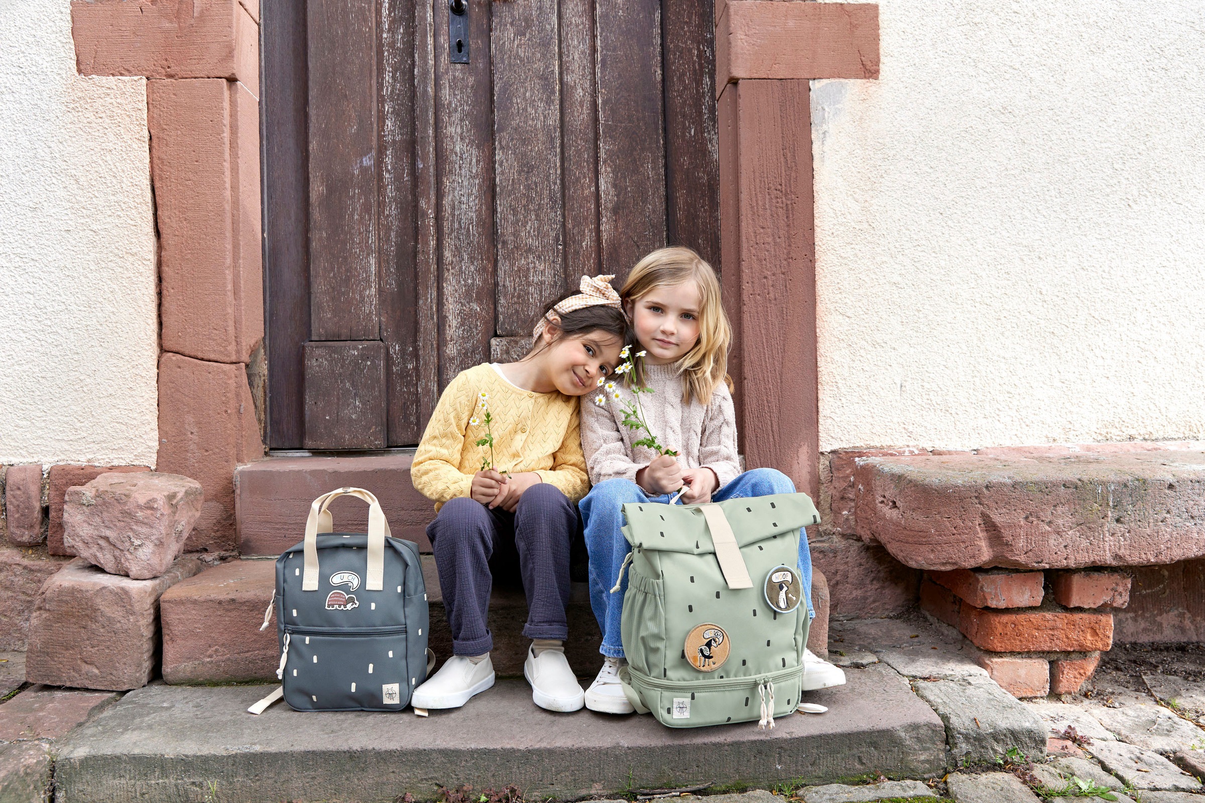 LÄSSIG Kinderrucksack »Happy Prints, Mini Rolltop, Light Olive«, Reflektoren