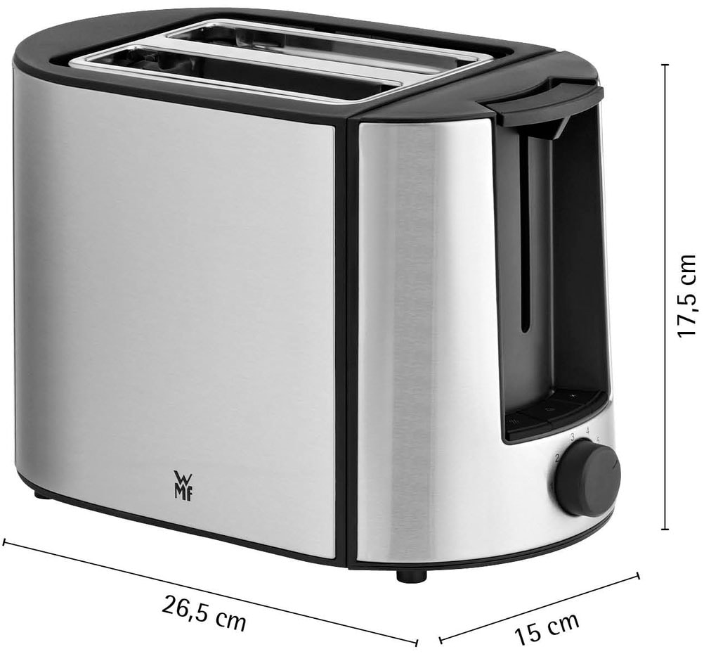 WMF Toaster »Bueno Pro, 2-Scheiben-Toaster mit integriertem Brötchenaufsatz«, 2 kurze Schlitze, für 2 Scheiben, 870 W, 6 Bräunungsstufen, Brotzentrierung, Krümelschublade, Cromargan Gehäuse