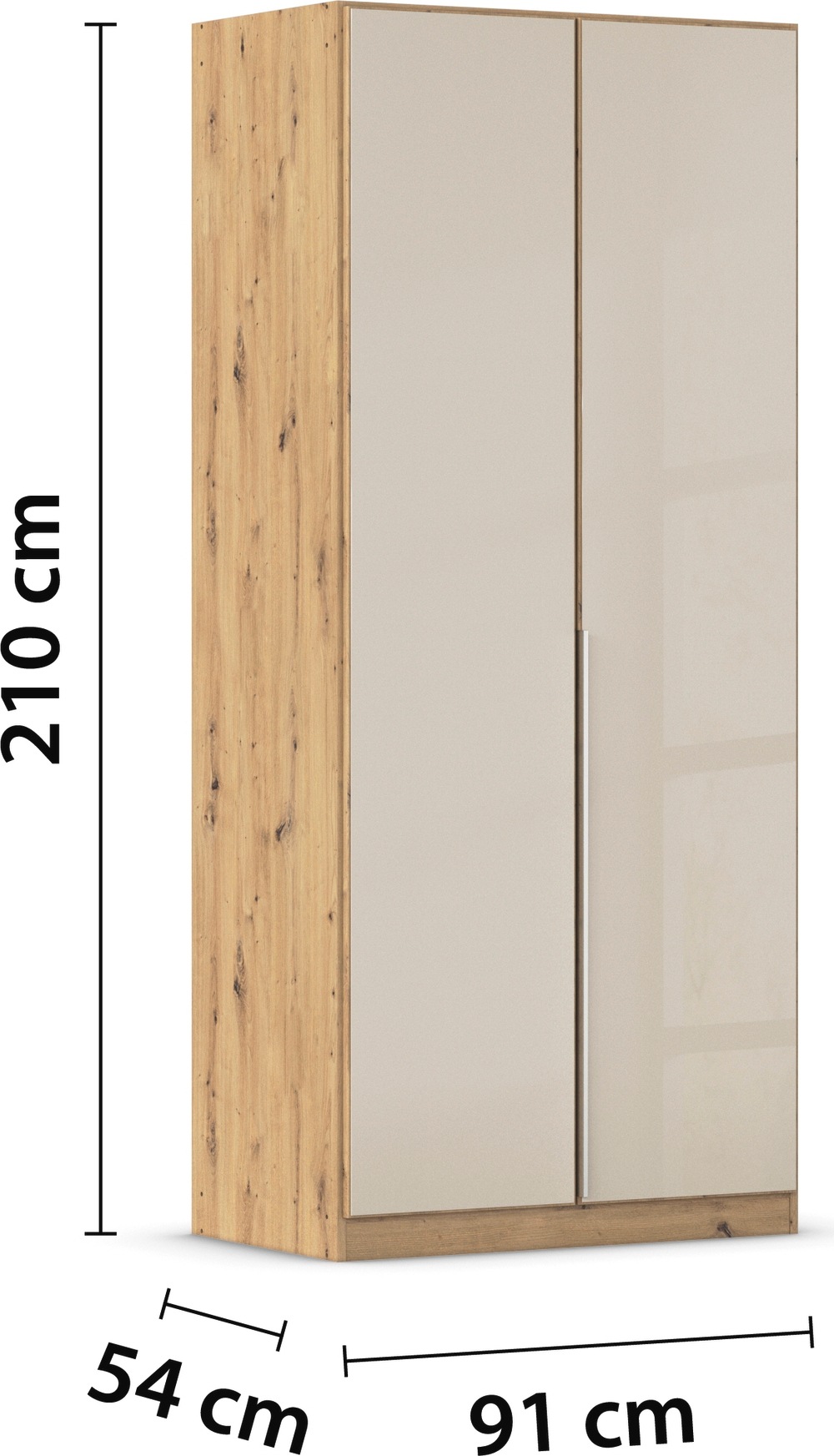 OTTO home Drehtürenschrank »Kleiderschrank Kleiderschränke Schrank Garderobe AGORDO mit Glasfront« in zwei Griff-Farben, Breiten 91-405 cm,  durchdachte Innenausstattung, in 7 Breiten und 2 Höhen MADE IN GERMANY