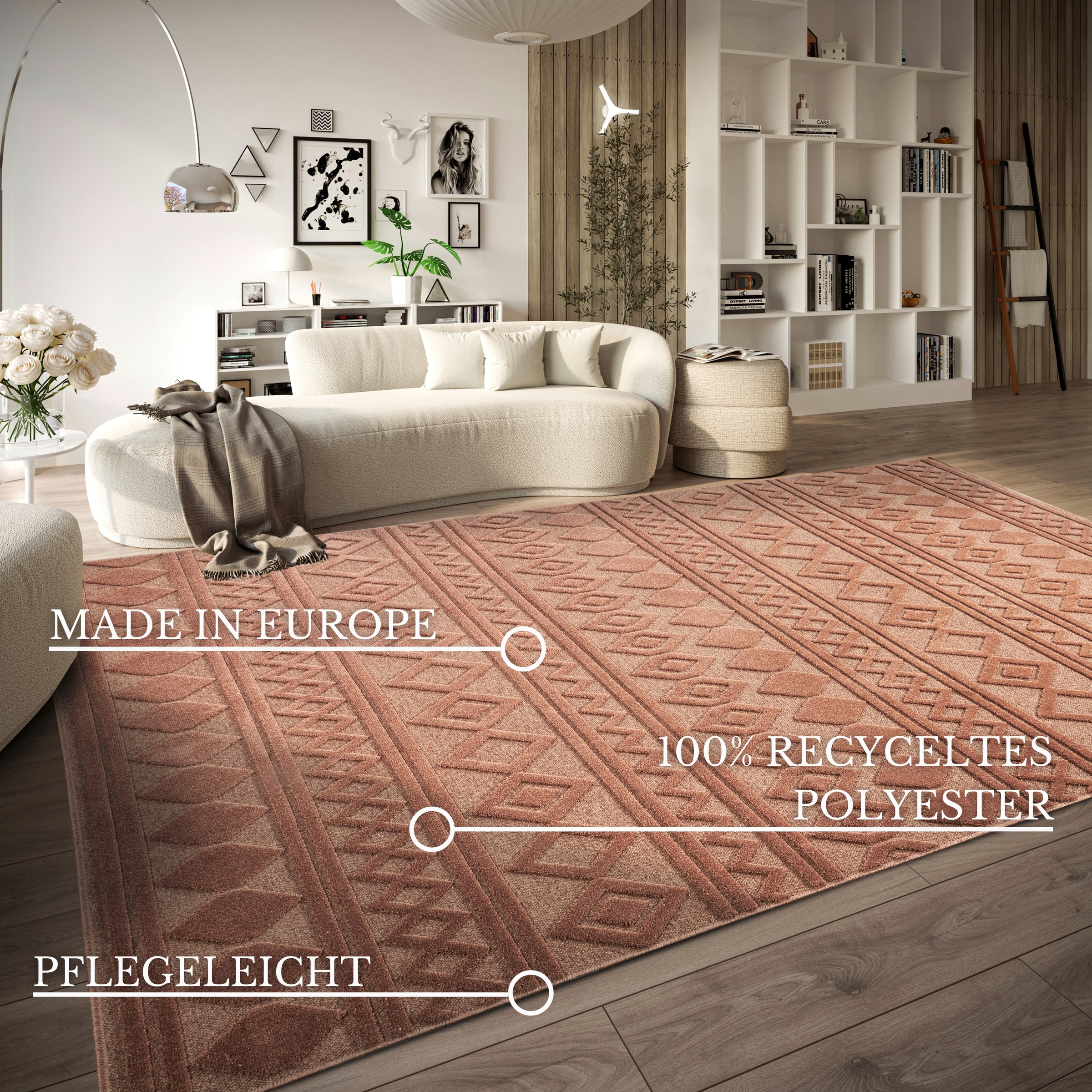 Villeroy & Boch Teppich »Catherine«, rechteckig, 5,5 mm Höhe, Wohnzimmer, Schlafzimmer, Modern, Hoch-Tief Effekt, Flur