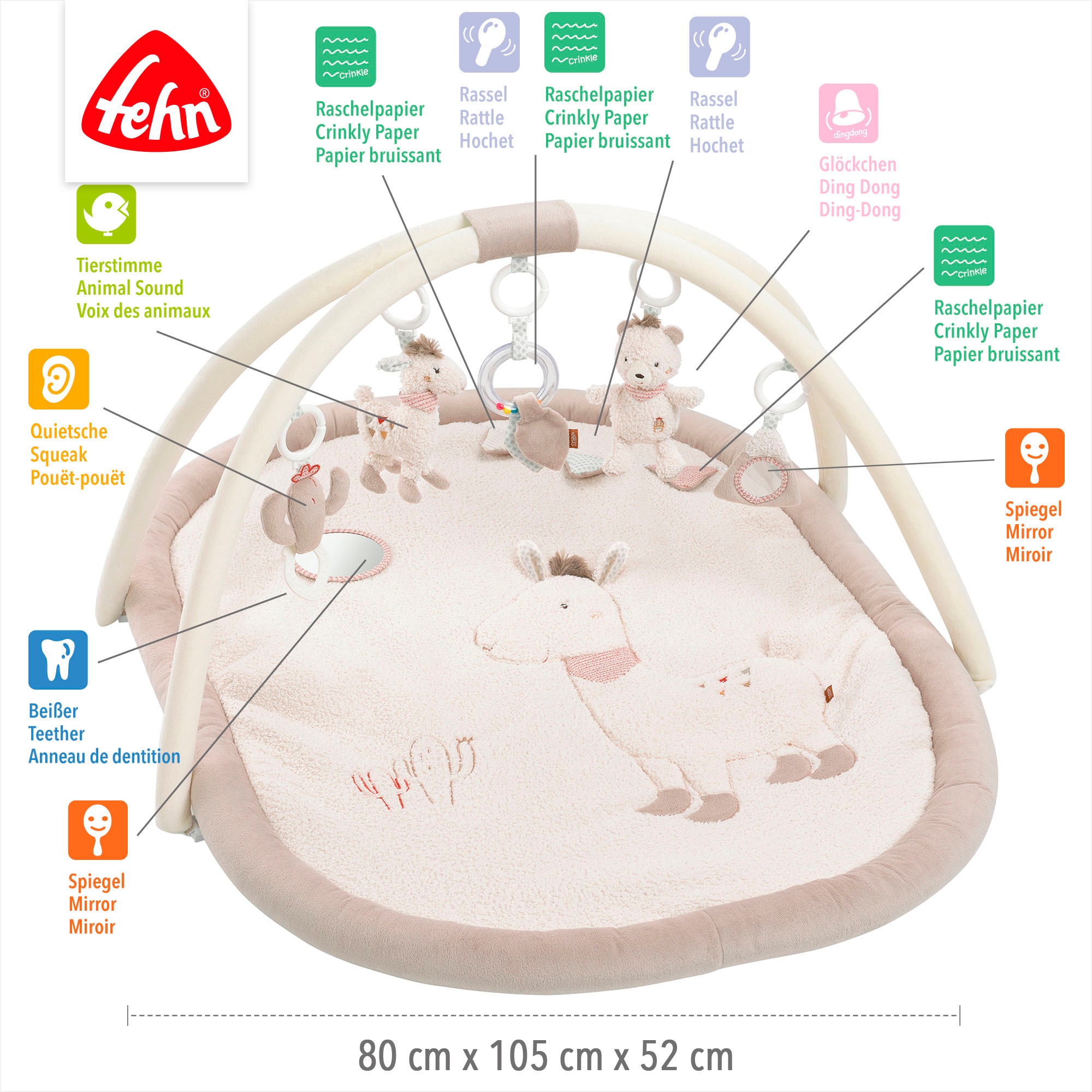 Fehn Spielbogen »Peru, 3-D-Activity-Decke«, mit Krabbeldecke