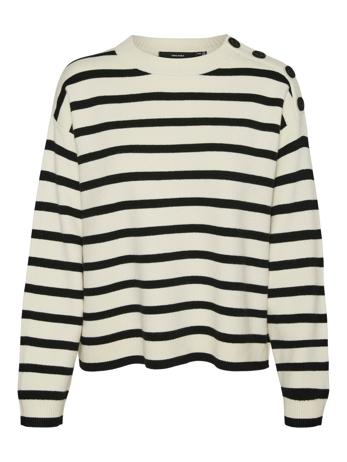 Vero Moda Rundhalspullover »VMSABA LS O-NECK BUTTON PULLOVER GA NOOS« mit Zierknöpfen auf der linken Schulter