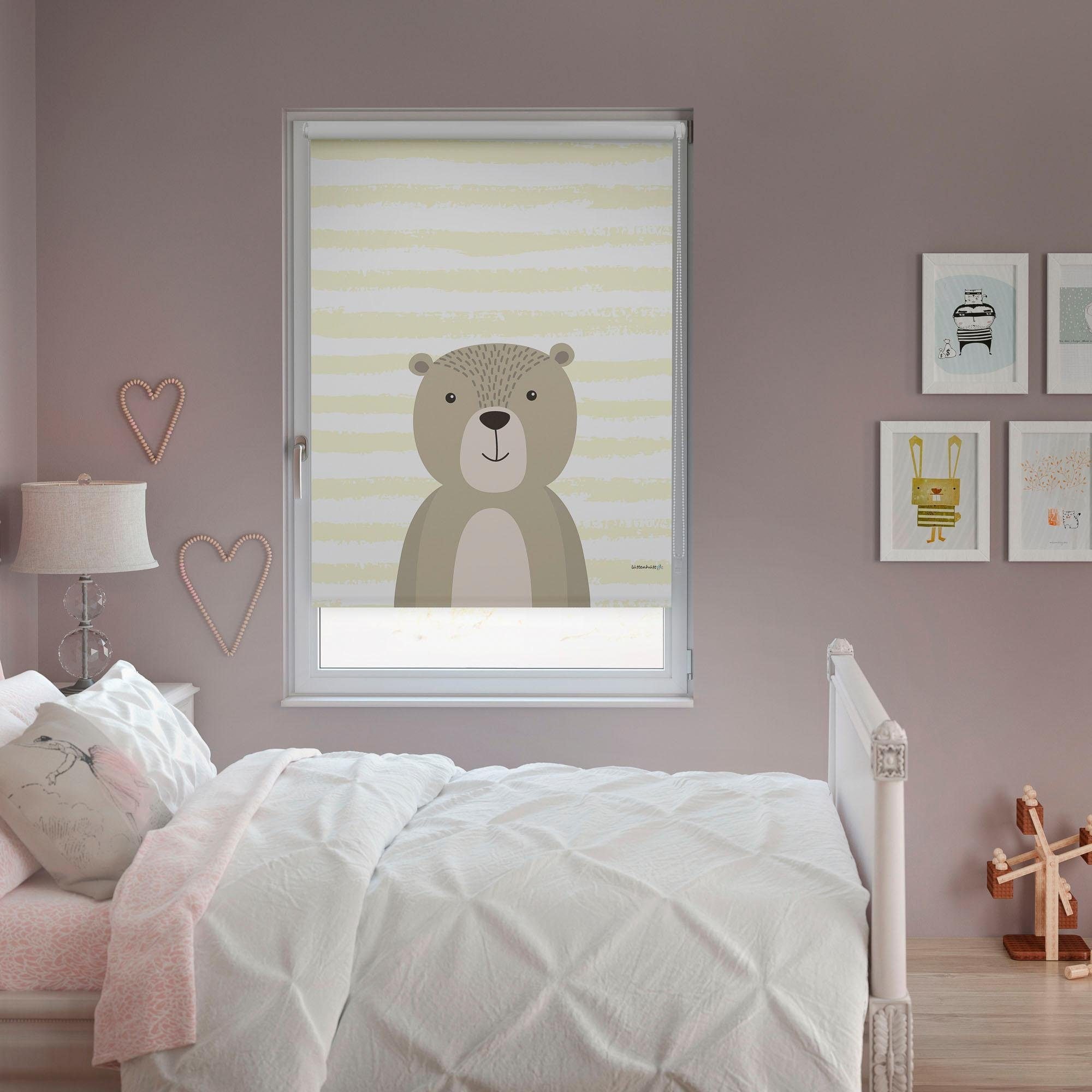 Lüttenhütt Seitenzugrollo »Bär« verdunkelnd ohne Bohren Kinderrollo im Fixmaß