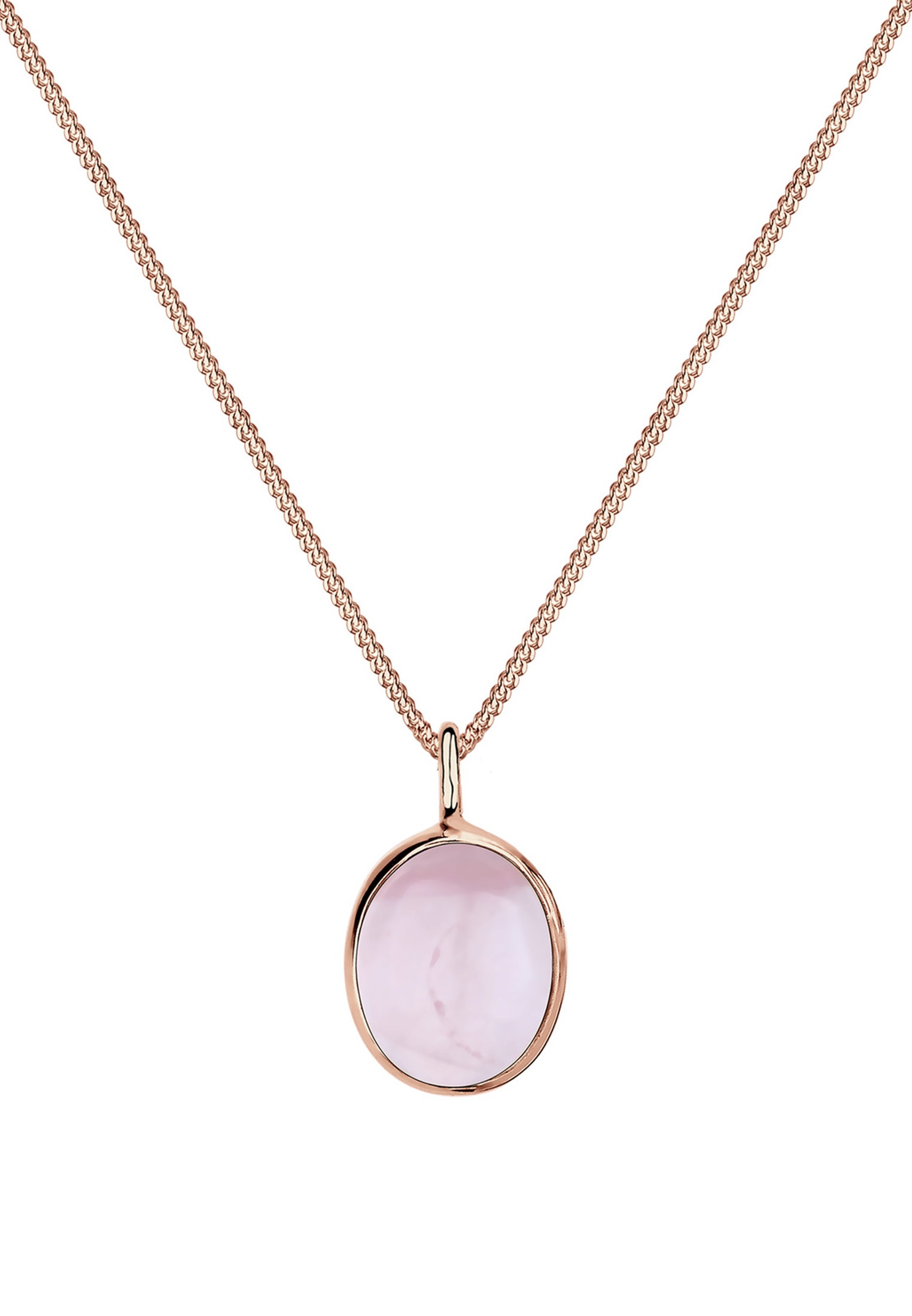 Elli Silberkette »Halskette Quarz Rose 925 Sterling Silber Rosegold«