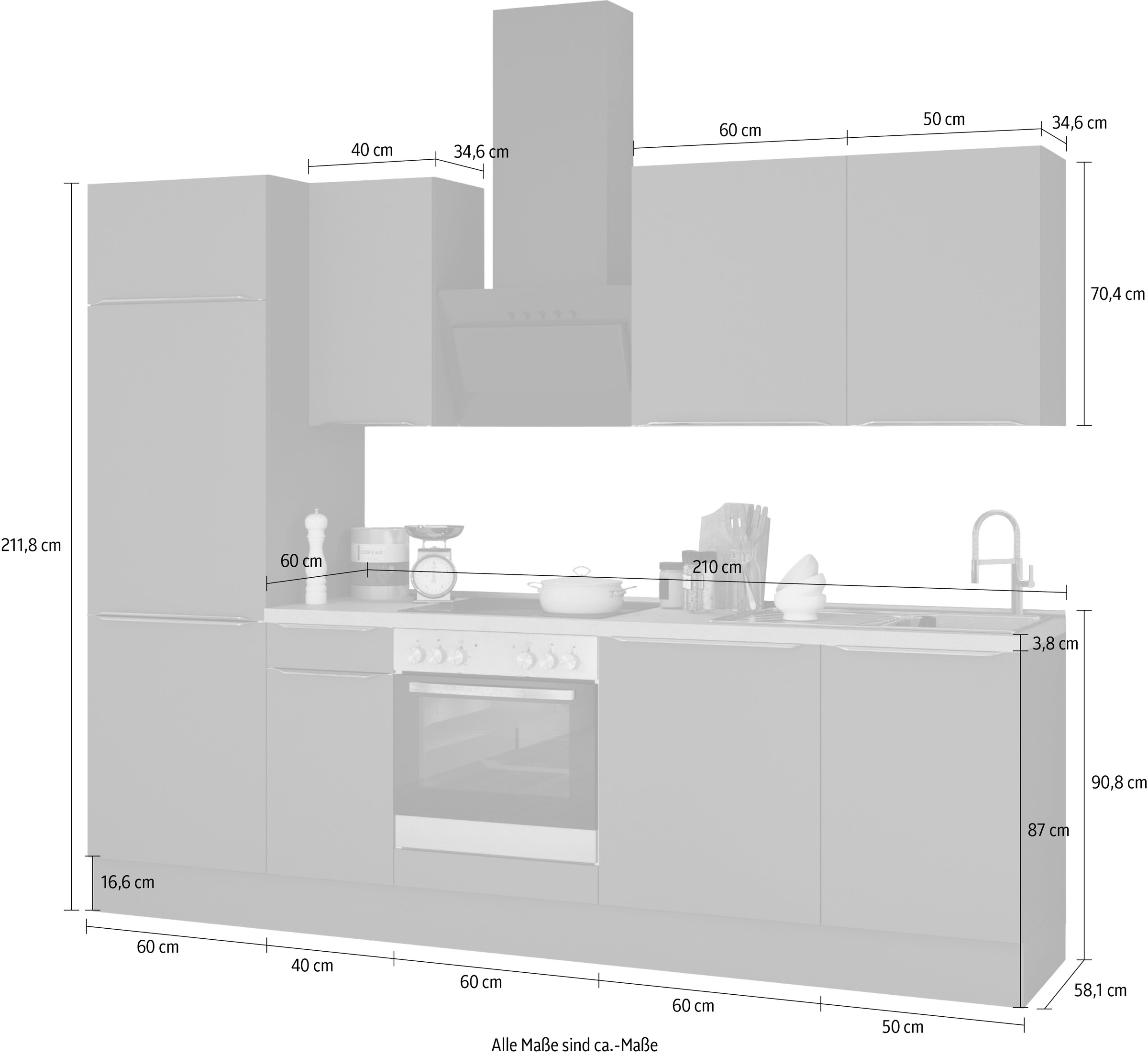OPTIFIT Küchenzeile E-Geräte, auf cm Breite kaufen Raten »Aken«, 270 ohne