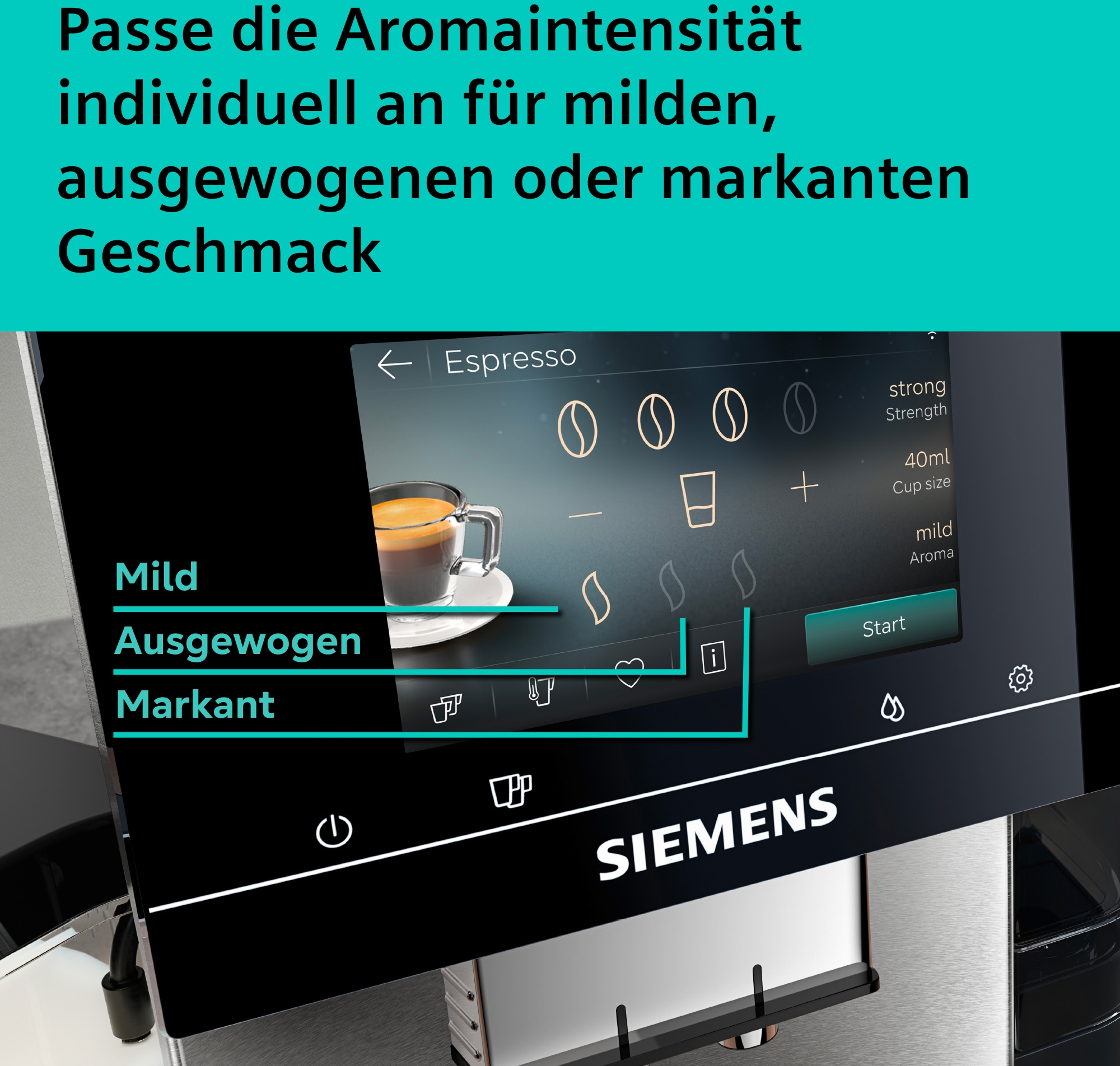 SIEMENS Kaffeevollautomat »TQ727D03« farbiges Full-Touch-Display, Doppeltassenfunktion, sehr leise, schwarz