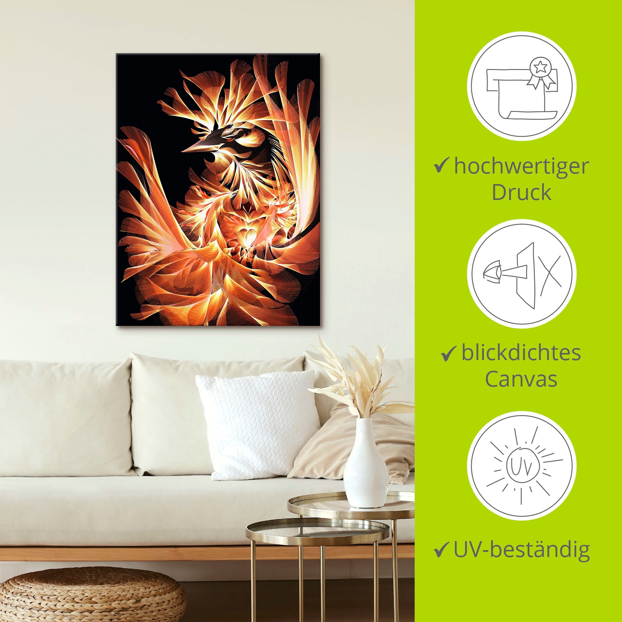 Artland Leinwandbild »Geburt des Feuervogels«, Animal Fantasy, (1 St.), auf Keilrahmen gespannt