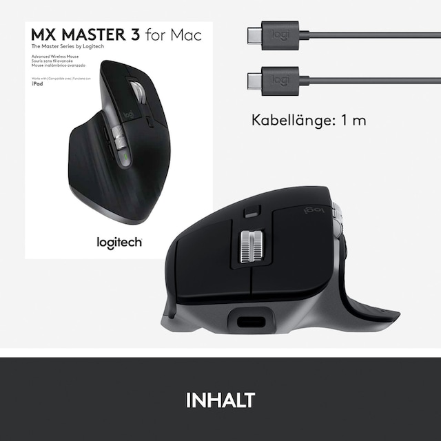 Logitech Maus »MX MASTER 3 für Mac«, Funk ➥ 3 Jahre XXL Garantie | UNIVERSAL