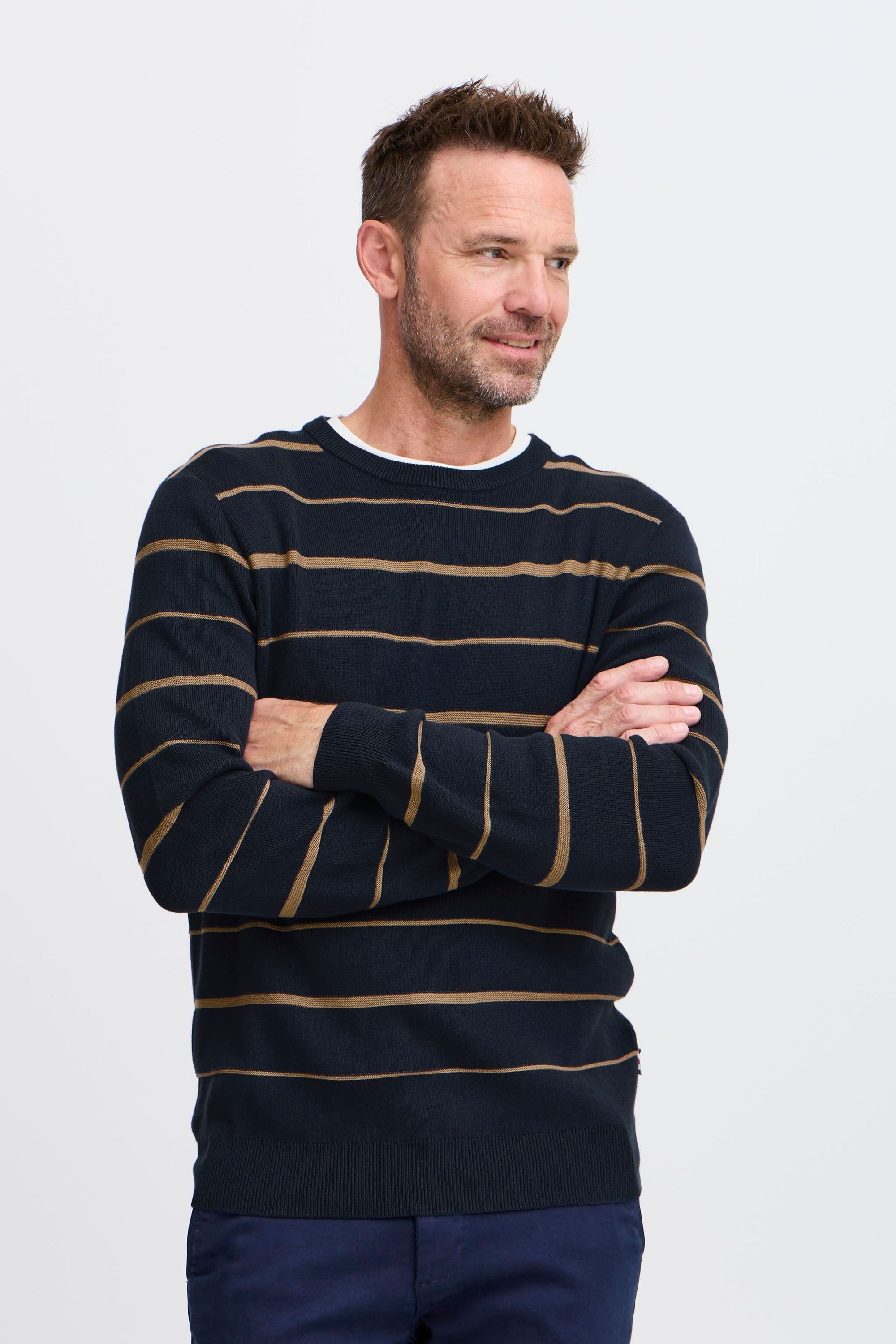 FQ1924 Strickfleece-Pullover »Strickpullover FQKYLE reversed strip crewneck neck«