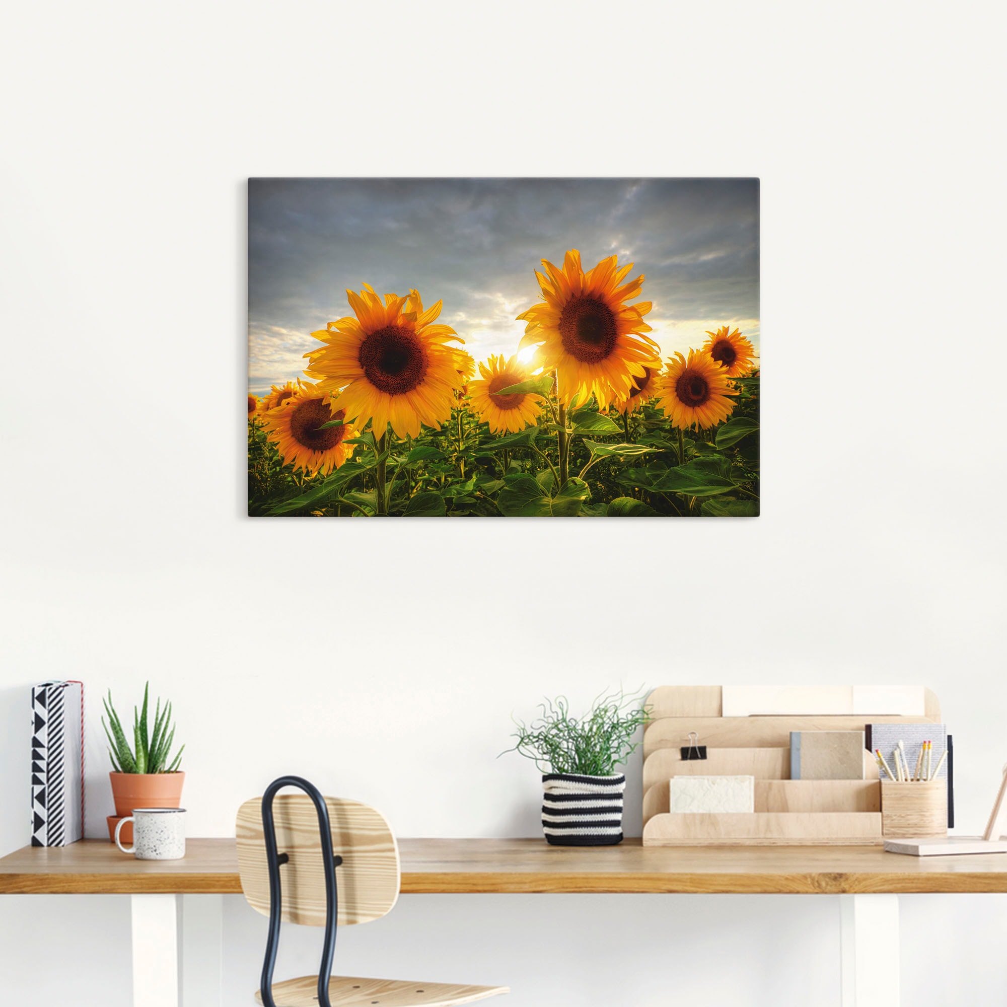 Artland Leinwandbild »Sonnenblumen II« Blumen 1 Stk. tlg. auf Holzrahmen gespannt
