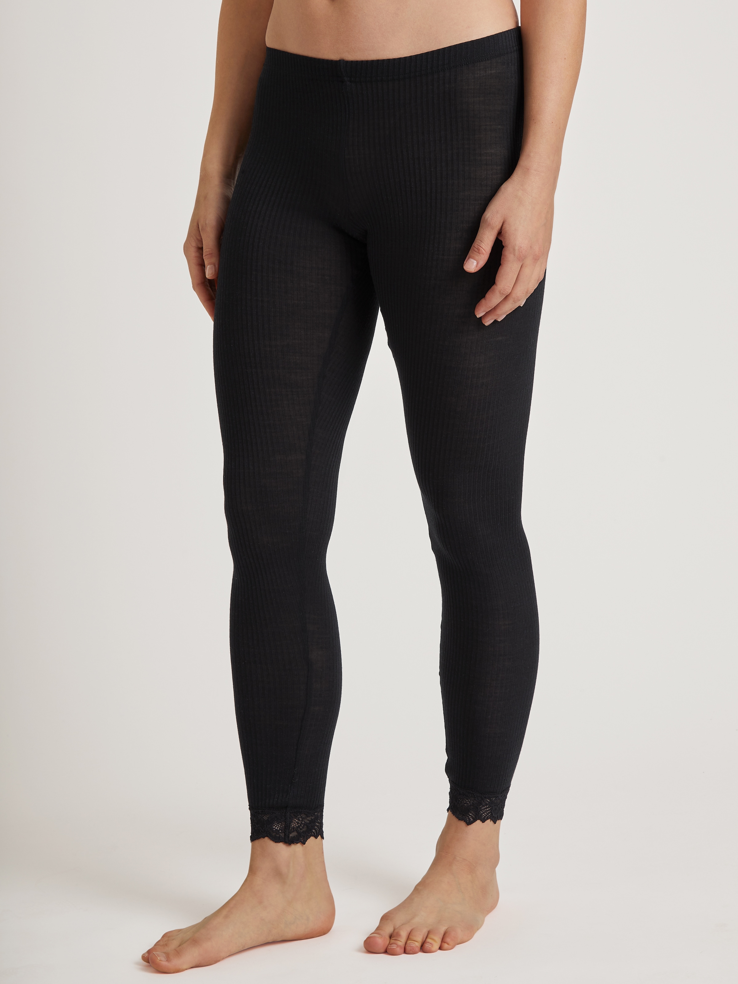 Leggings »Silky Wool Joy«, langes Bein mit Spitzensaum