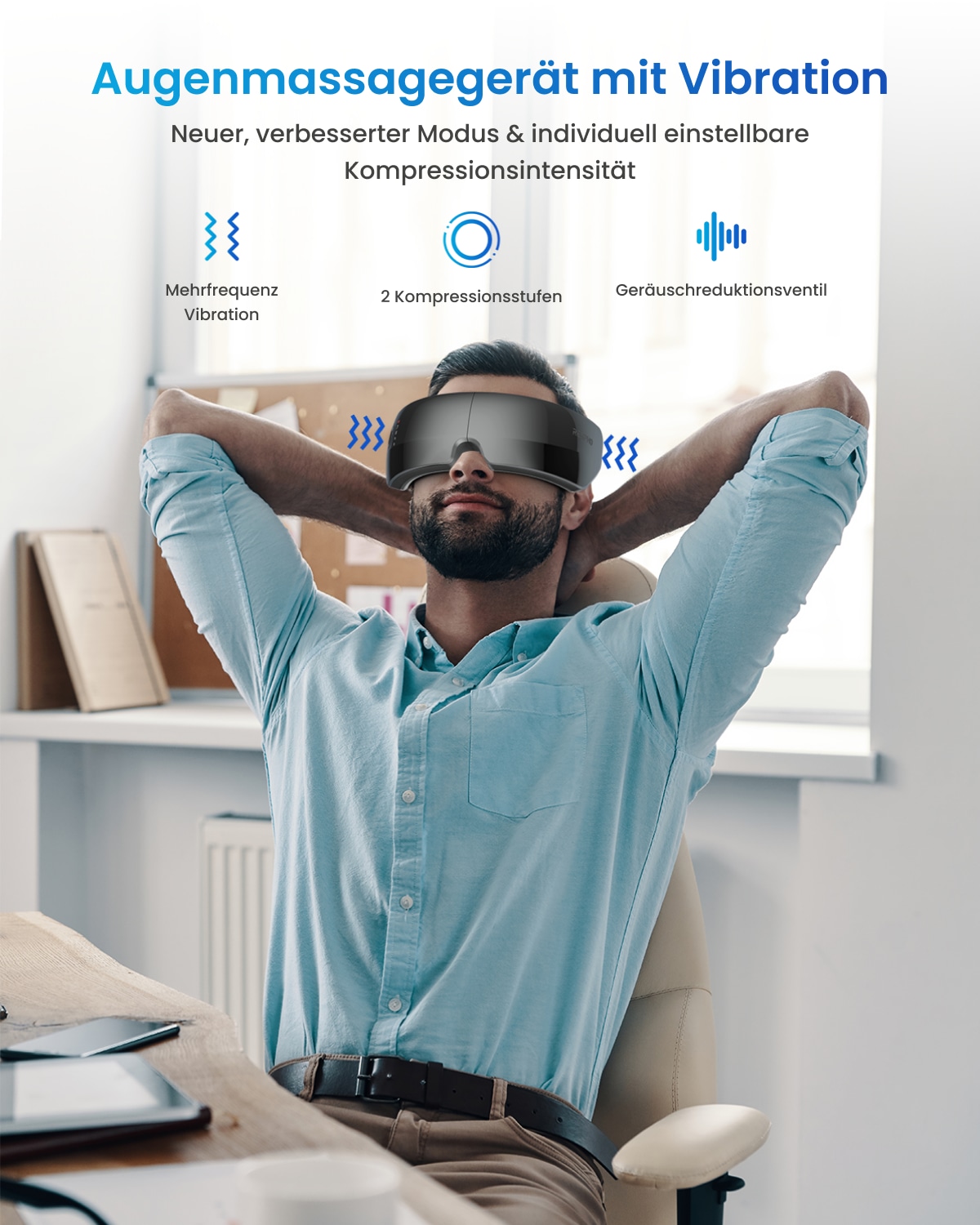 Renpho Gesichtsmassagegerät »Eyeris View« Luftdruck, Wärme, Vibration, Sichtfenster, 5 Modi, Bluetooth, Akku
