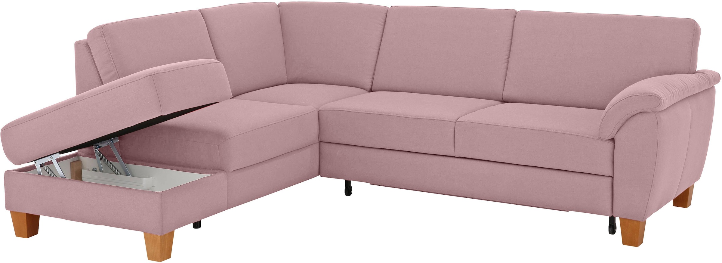 Home affaire Ecksofa »Alta L-Form«, mit Federkern und Kontrastnaht, Füße Buche eichefarben
