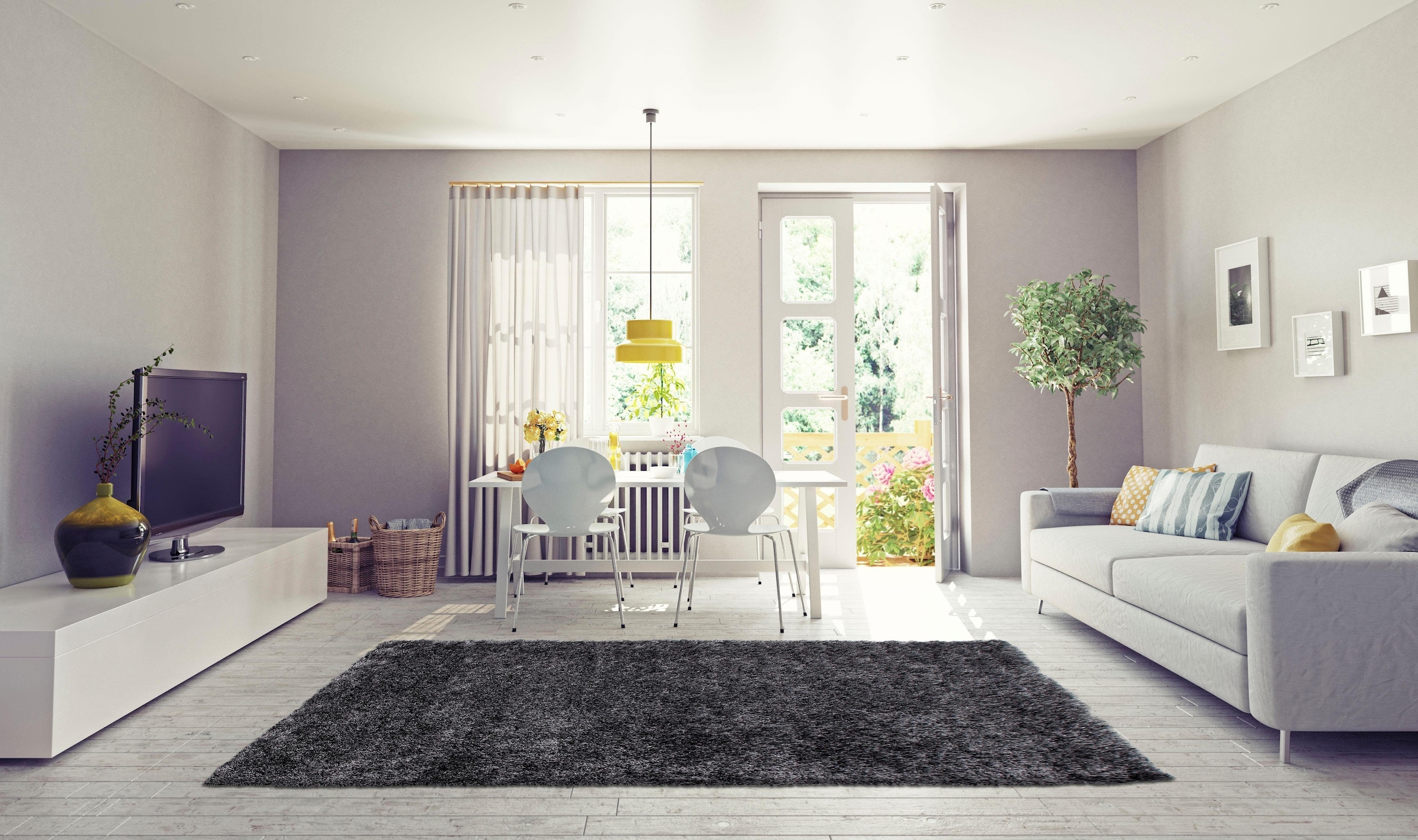 Bruno Banani Hochflor-Teppich »Alga«, rechteckig, 40 mm Höhe, Uni, Shaggy, Langflor, besonders weich und kuschelig, Wohnzimmer