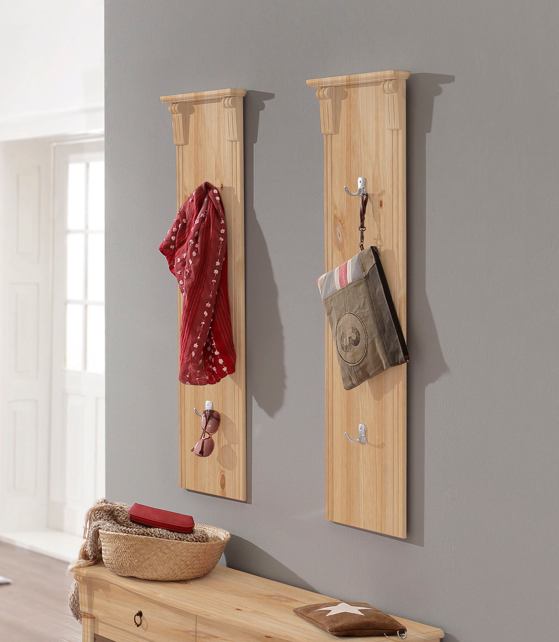 Home affaire Garderobenpaneel, als 2er-Set, Breite 40 cm je Paneel, aus massiver Kiefer kaufen