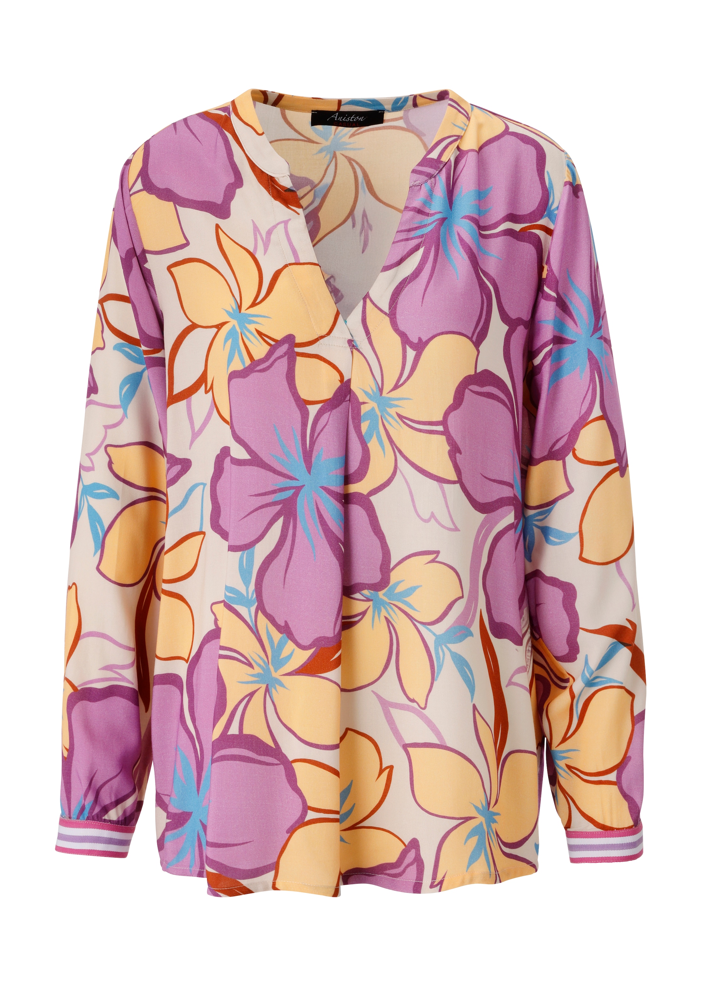 Aniston CASUAL Schlupfbluse mit farbenfrohen, großflächigen Blüten bedruckt - NEUE KOLLEKTION