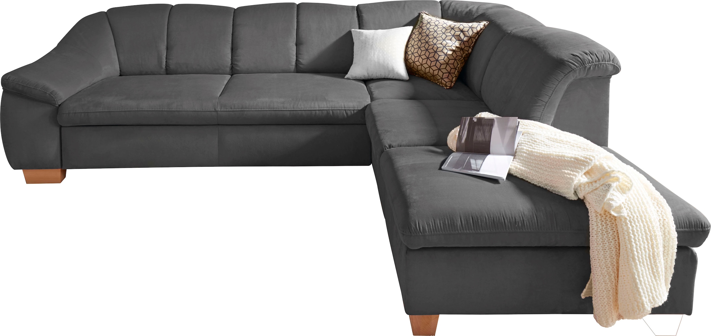 sit&more Ecksofa »Santo L-Form«, mit Federkern, wahlweise mit Bettfunktion und Stauraum