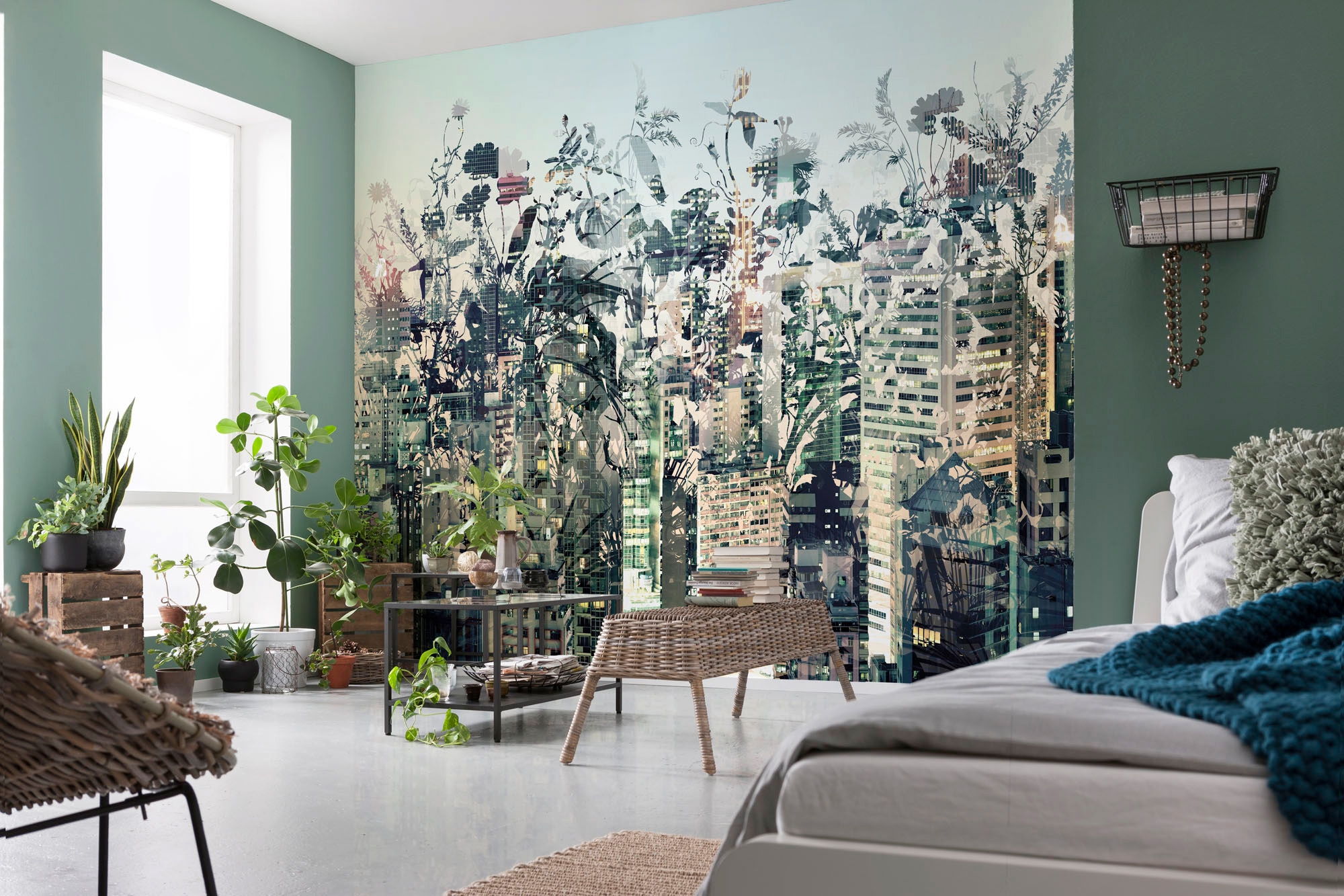 Komar Fototapete »Urban Jungle - Größe 368 x 254 cm«, bedruckt, Wohnzimmer, Schlafzimmer