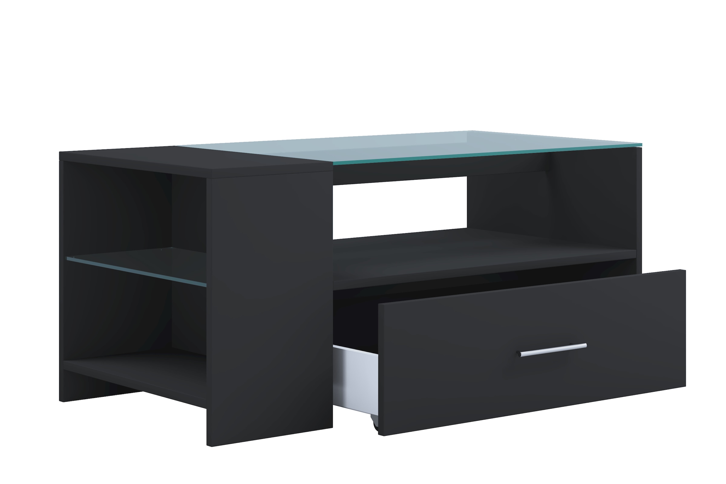 VCM Beistelltisch »Holz Sofatisch Couchtisch Schublade Glas Tindala«