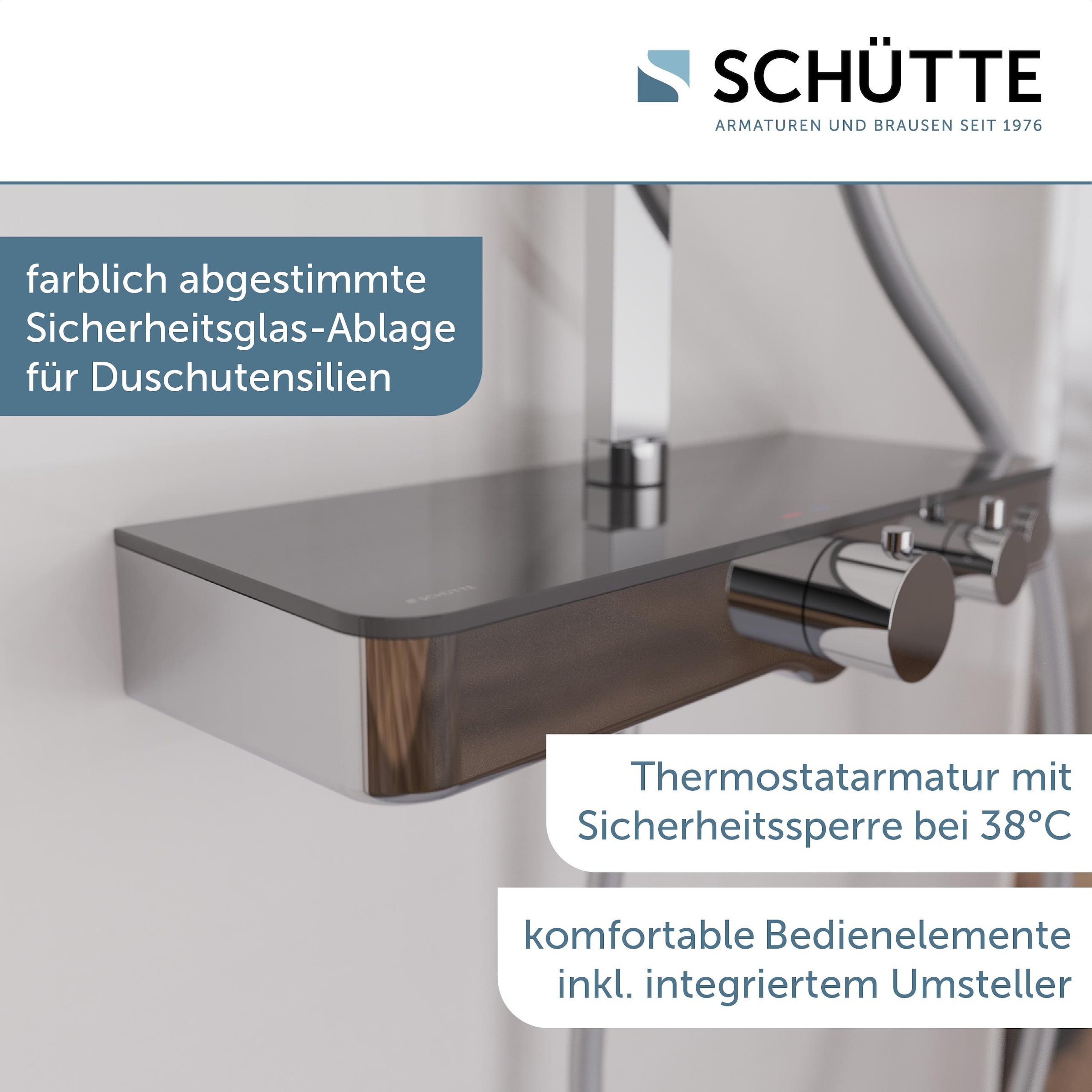 Schütte Brausegarnitur »OCEAN«, Sicherheitssperre, höhenverstellb., inkl. Glasablage, Antikalk