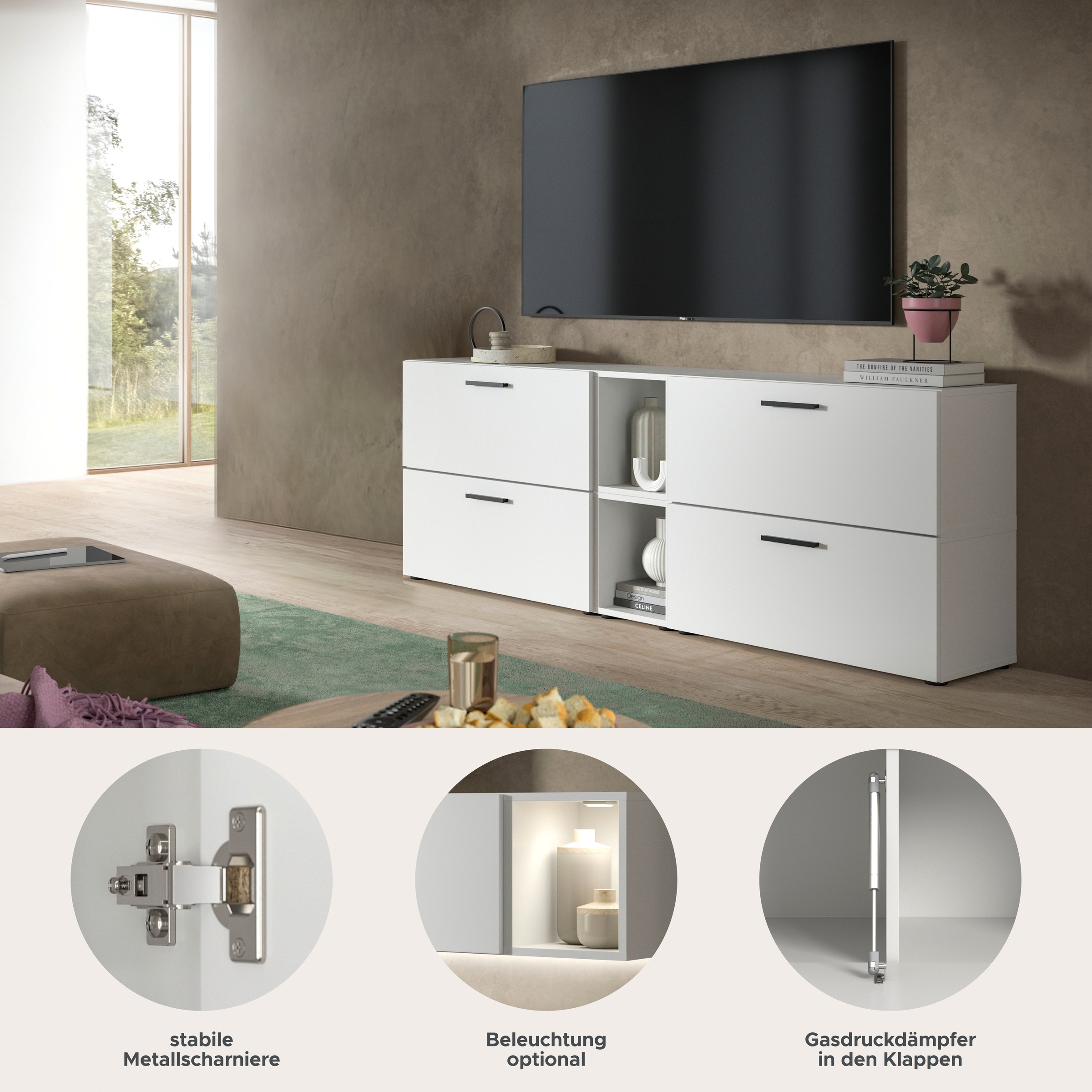 Home affaire Schrank-Set »ENESTE, 6-teilig, in verschiedenen Farben, individuell kombinierbar« verschiedenste Kombinationmöglichkeiten, stehend oder hängend, 2 Stk. tlg.