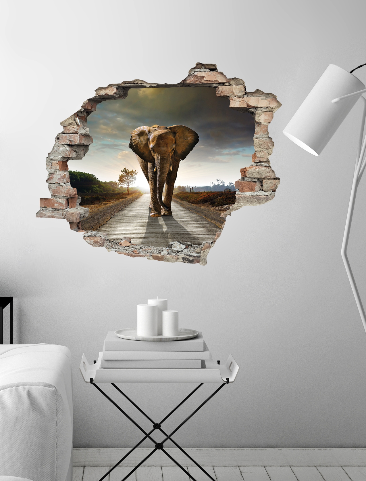 queence Wandtattoo »Elefant«, (1 St.), Wandsticker, Wandbild, selbstklebend, 3D, Wanddurchbruch