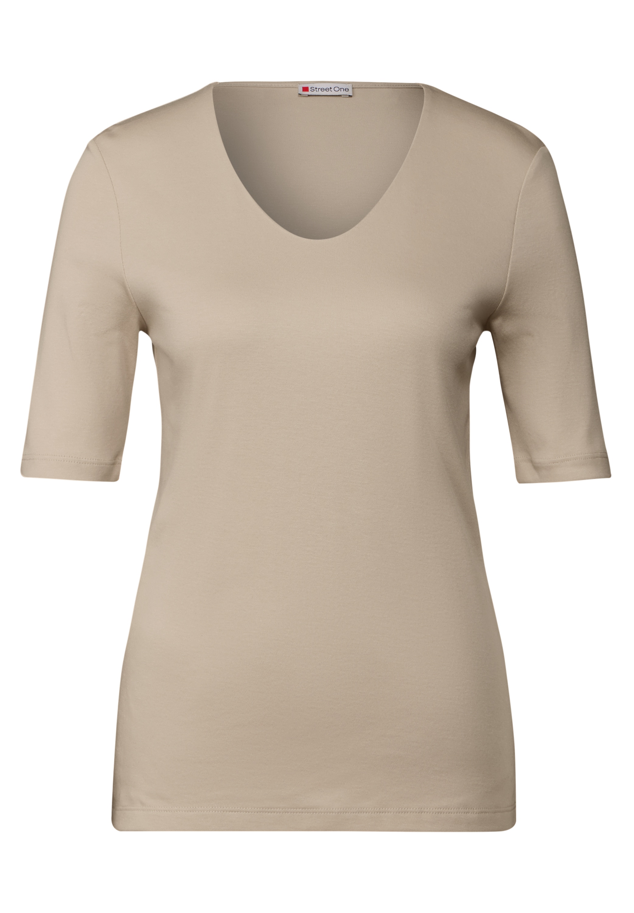 STREET ONE Kurzarmshirt »Style Palmira«, mit tiefem Rundhalsausschnitt