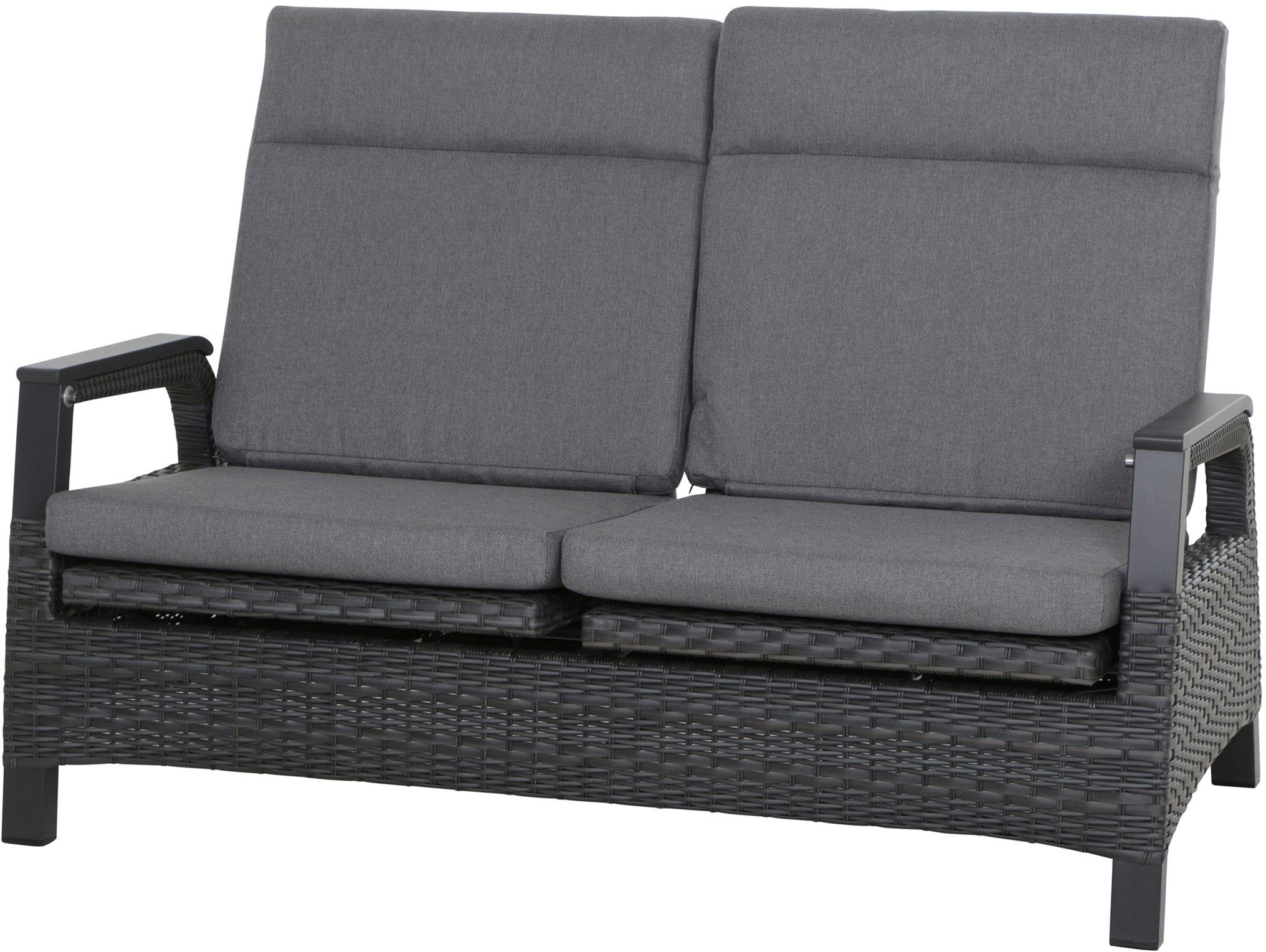 Siena Garden Gartenlounge-Set »Solea«, (Set, 8 tlg.), bestehend aus 2 Sesseln, 1 Bank, 1 Tisch und 4 Auflagen