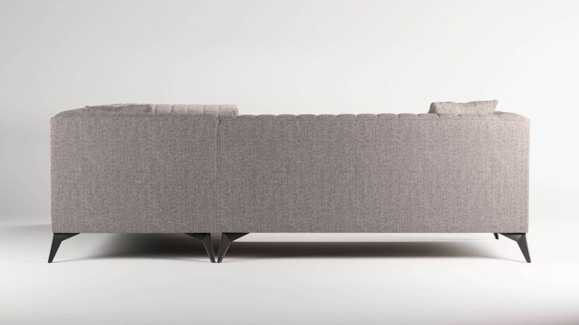 Places of Style Ecksofa »MATTHEW L-Form ideal für kleine Räume, Maße B/T/H: 240/167/74 cm«, elegantes Designsofa, Steppung im Rücken, incl. Zierkissen