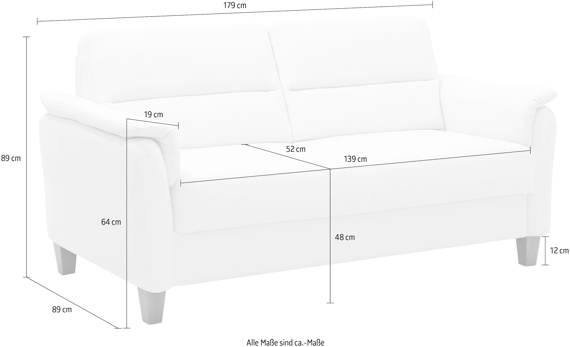 Home affaire 2,5-Sitzer »Palmera, B: 179 cm«, mit Federkern