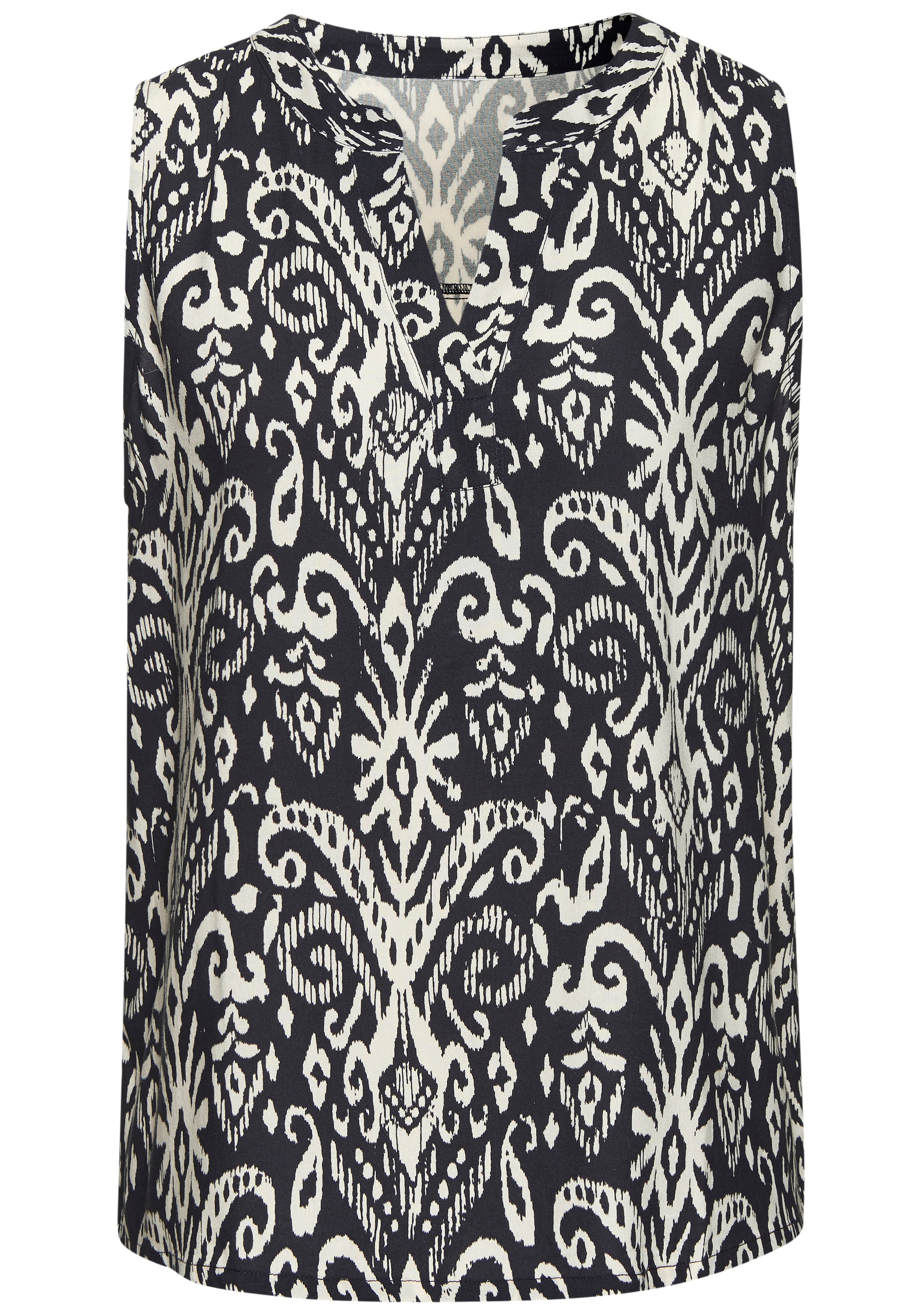 Vivance Blusentop, mit V-Ausschnitt und Ethnomuster, Boho-Style, Blusenshirt, Damenbluse