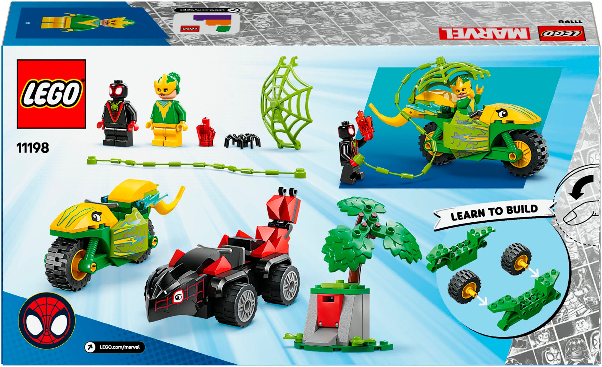 LEGO® Konstruktionsspielsteine »Actionspaß mit Spin und Electro in ihren Dino-Flitzern (11198)«, (124 St.), LEGO Spidey; Made in Europe