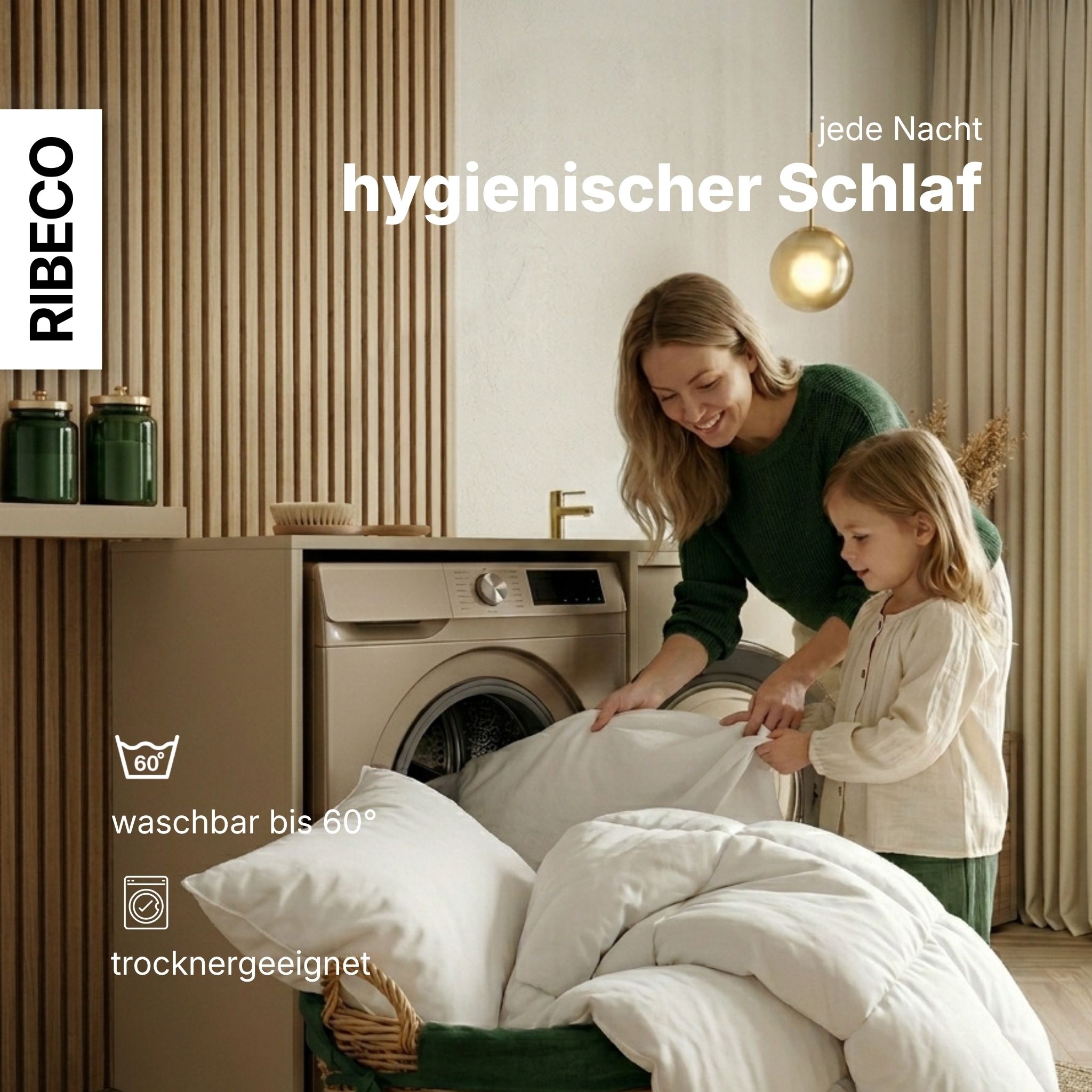 RIBECO Federbettdecke "Laram, Bettdecken für Sommer oder Winter, Made in Germany" warm Füllung 90 % Federn, 10 % Daunen 1 Stk. tlg. Super Preis-Leistung, Bettdecke 135x200 cm oder 155x220 cm, Decke