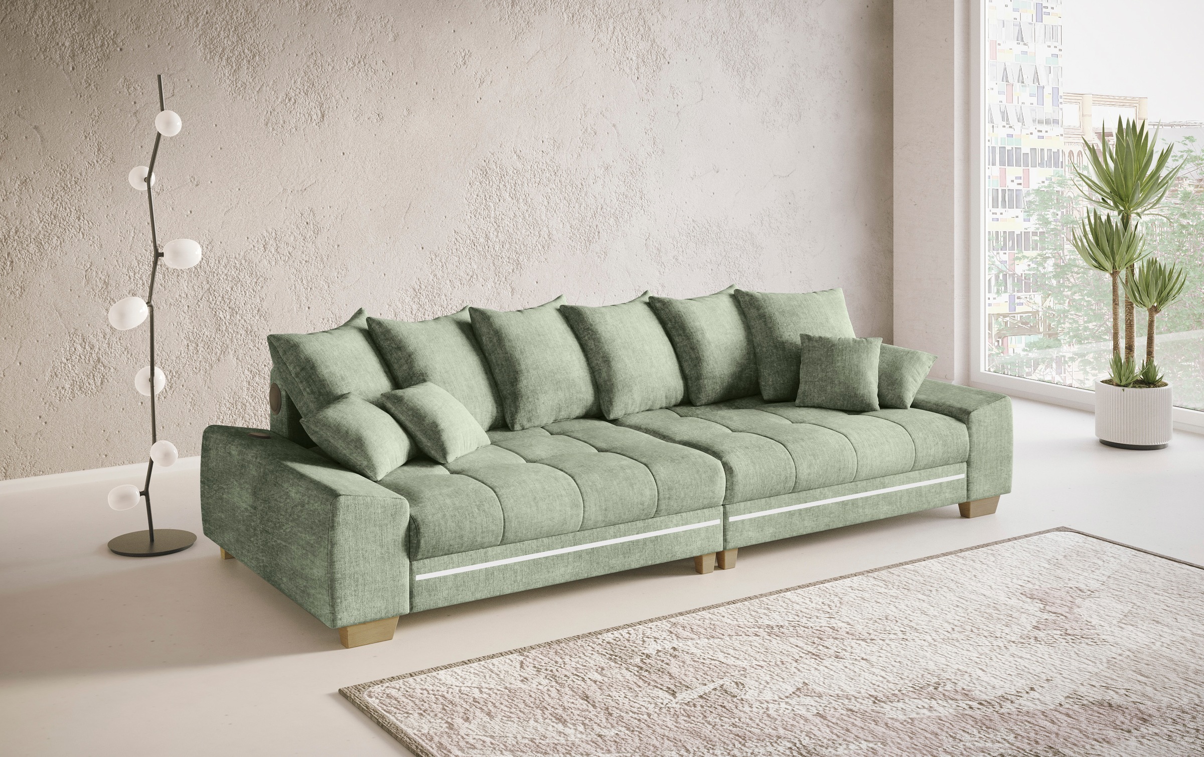 Mr. Couch Big-Sofa »Nikita II«, RGB-LED, Bluetooth-Soundsystem, wahlweise mit Kaltschaum