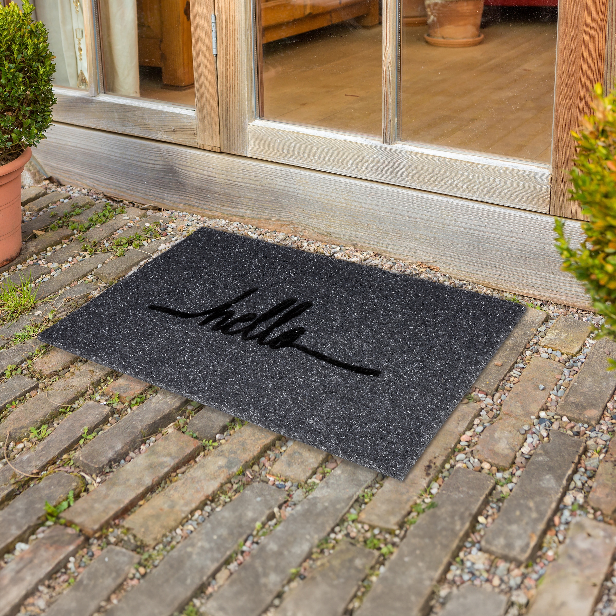 ASTRA Fußmatte »Power Flock 3« rechteckig 10 mm Höhe Flock Fussmatte, Türmatte mit Schriftzug, wetterfest