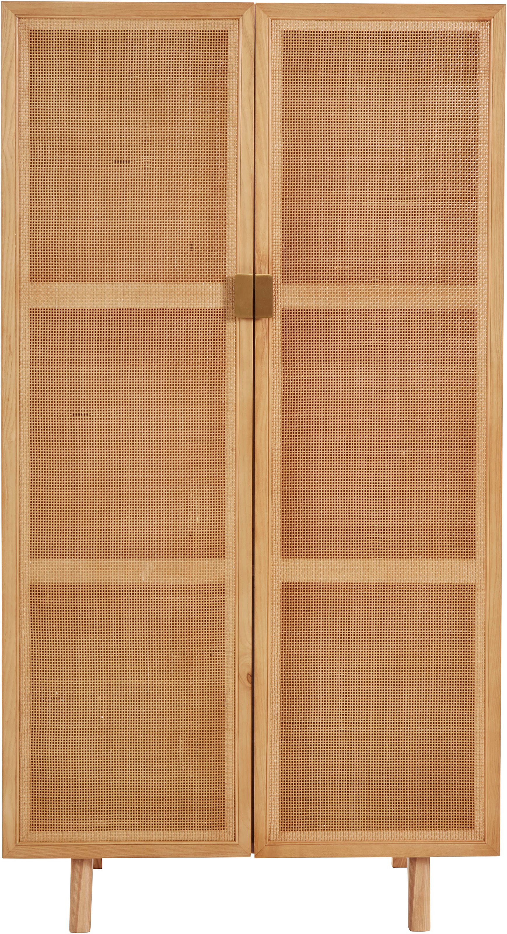 LeGer Home by Lena Gercke Highboard »Lina«, Mit Rattan Einsatz, 3 Innenfächer, teilmassiv