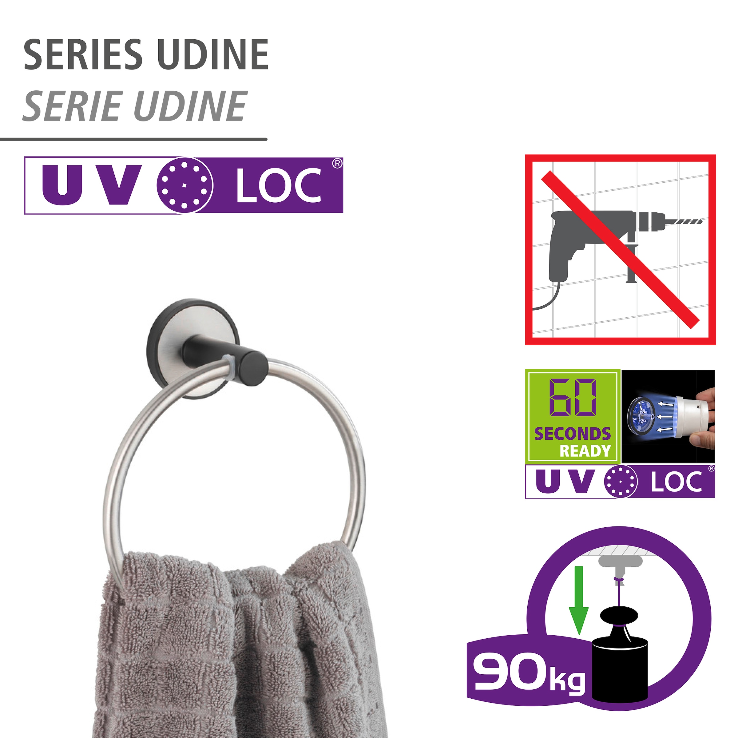 WENKO Handtuchring »UV-Loc® Udine« befestigen ohne Bohren