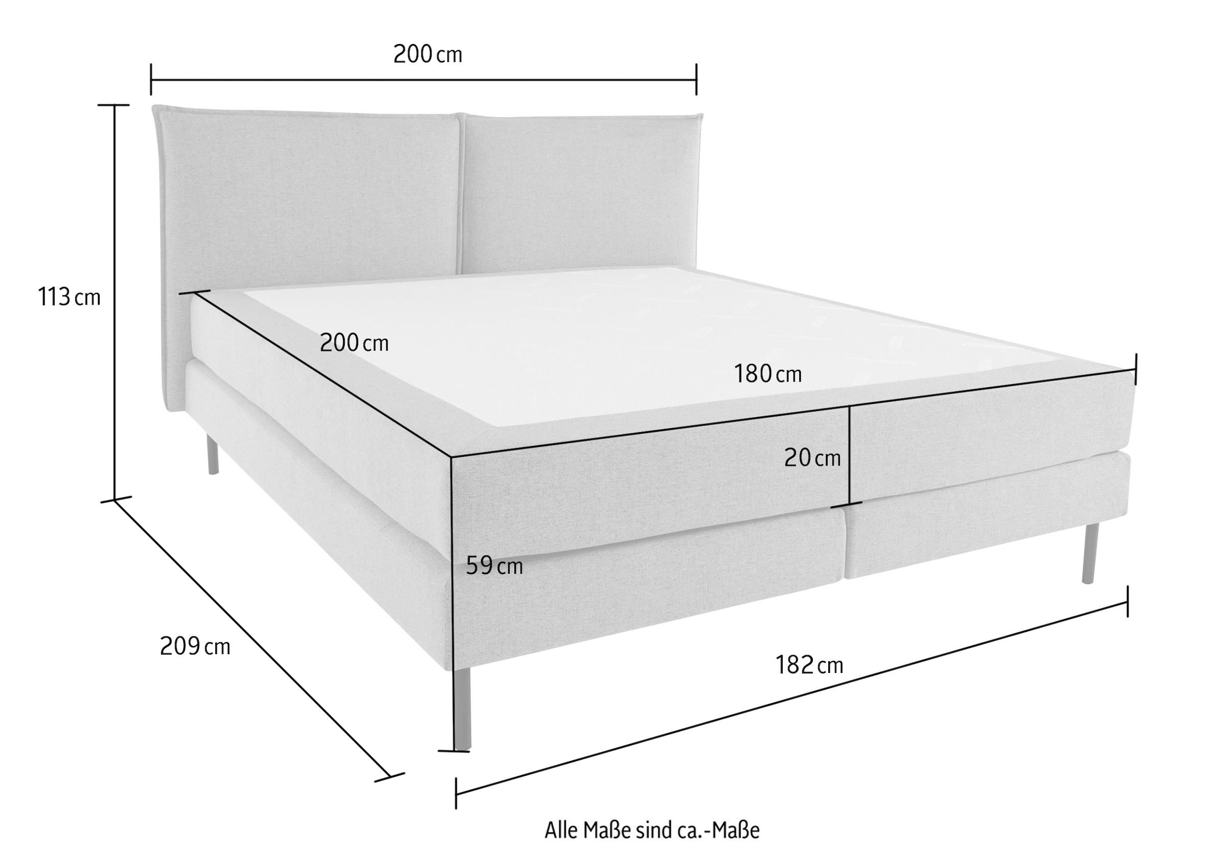LeGer Home by Lena Gercke Bett »ERIK Boxbett mit Bonnell-/Taschen-Federkernmatratze, Breite 160/180cm« wahlweise Härtegrad der Matratze H2/H3/H4, Polsterbett mit/ohne Topper