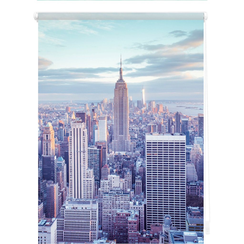 LICHTBLICK ORIGINAL Seitenzugrollo »Klemmfix Motiv New York«, Lichtschutz, ohne Bohren, freihängend