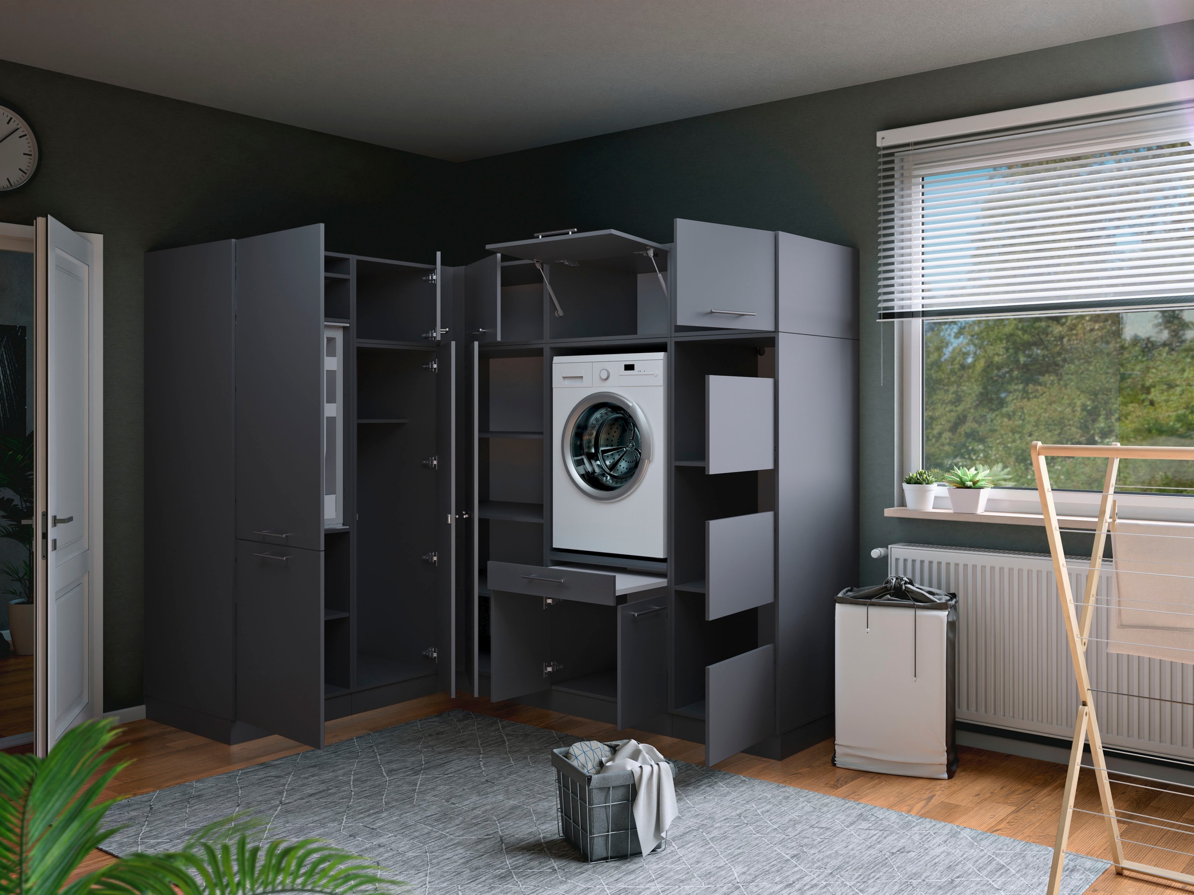 Laundreezy Mehrzweckschrank-Set »Laundreezy, 9-tlg. Mehrzweckschrank-Set B/H/T 218/200/68 cm« 9 Stk. tlg.