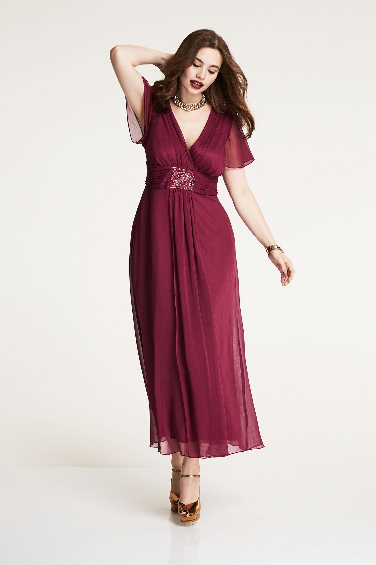 Sheego Abendkleid »Abendkleid mit Schmuckbrosche«