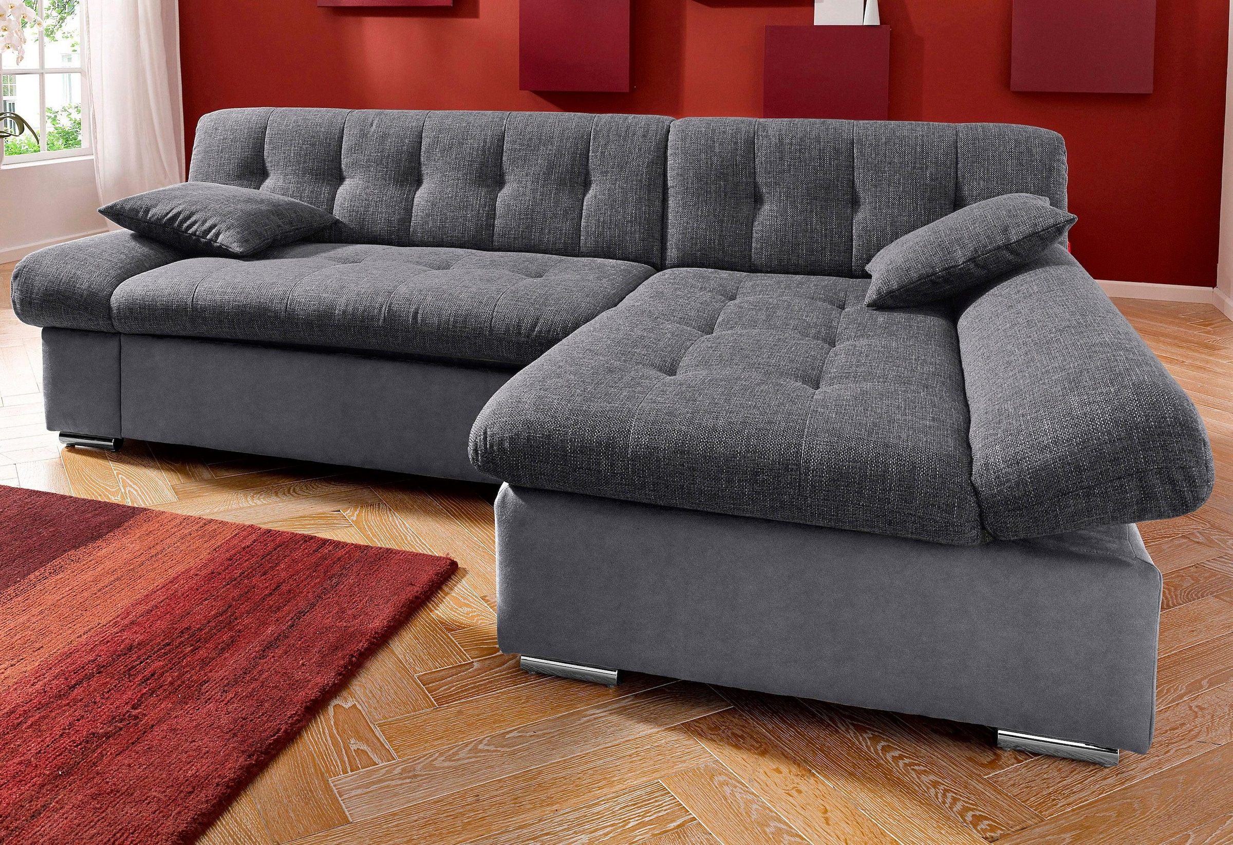 TRENDMANUFAKTUR Ecksofa »Reggae, modern und bequem, aktueller Materialmix, L-Form«, inkl. verstellbare Armlehne, wahlweise mit Bettfunktion
