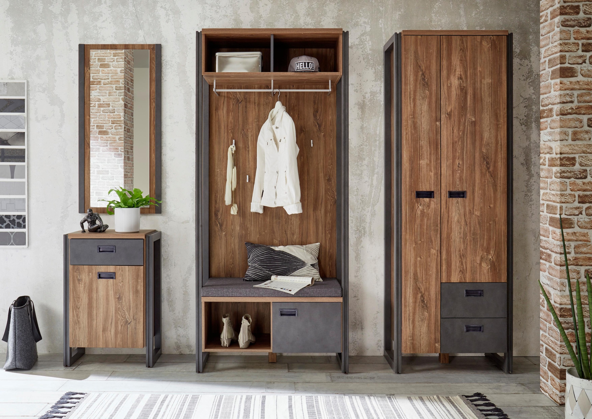 »Detroit«, kaufen Raten Garderobenschrank im Home Industrial angesagten Look affaire auf