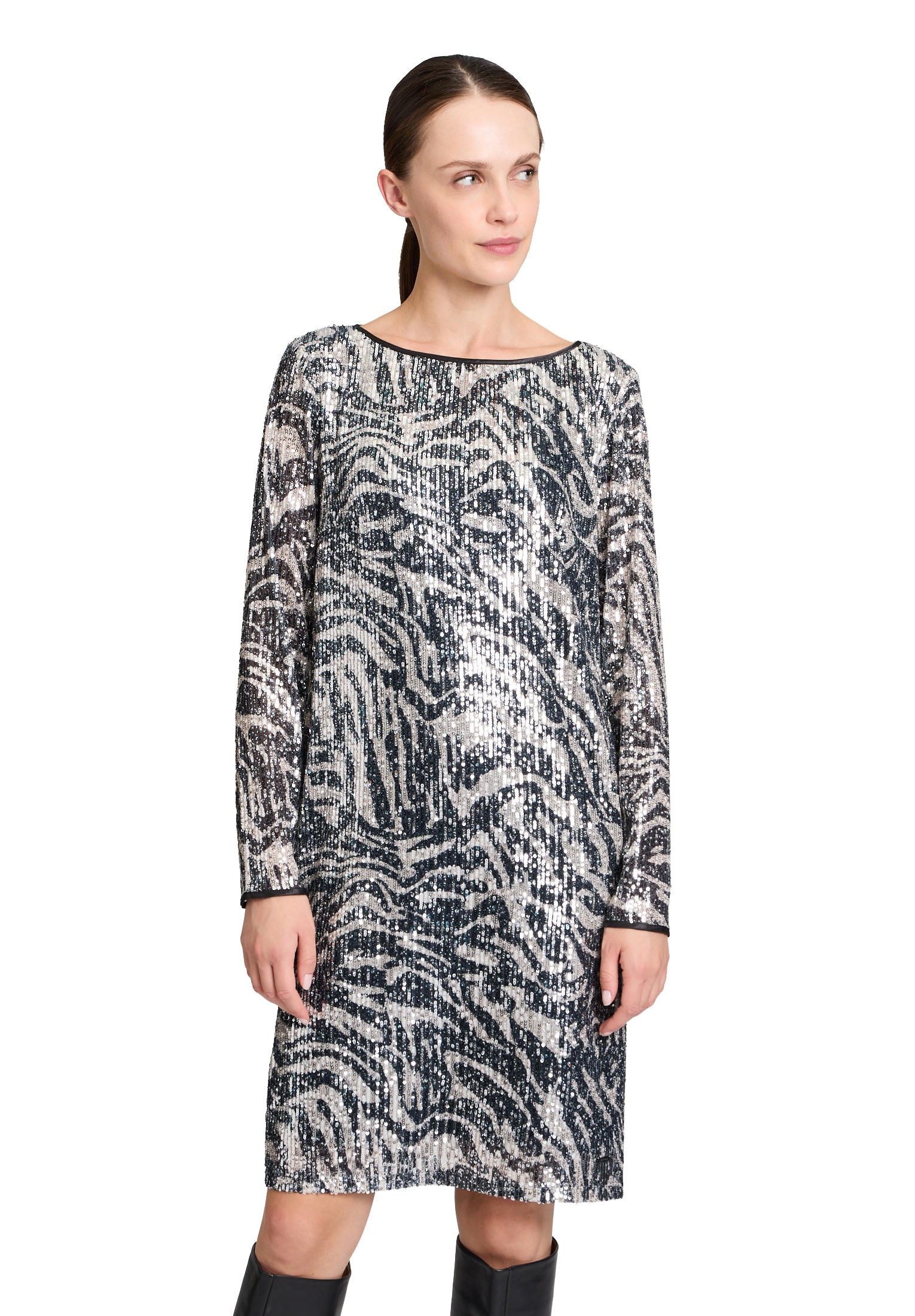 Betty&Co Paillettenkleid »Pailletten-Kleid mit U-Boot-Ausschnitt«